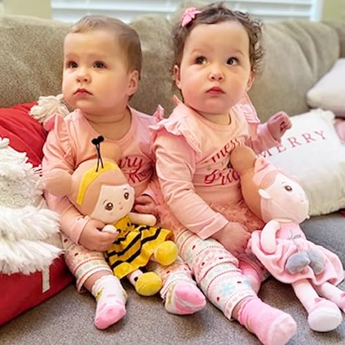 Miniatura 4 de OUOZZZ Muñeca de bebé suave para niñas  My First Baby Doll Regalos de cumpleaños para niñas, muñecas de trapo de felpa de abeja amarilla, juguete de