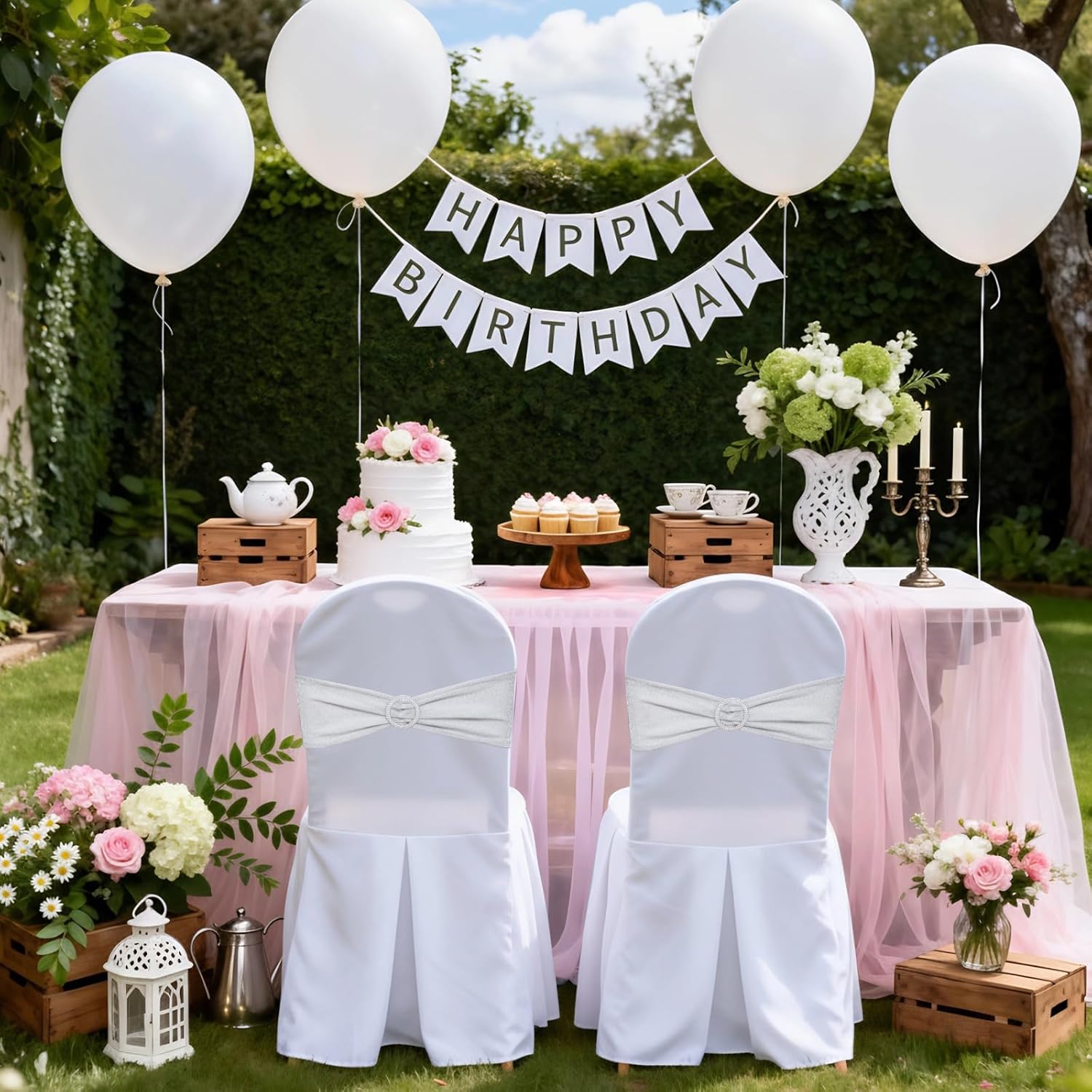 Eternal Beauty Set of 50 Silver Chair Band Bow Spandex Chair Sashes for Wedding Decorations