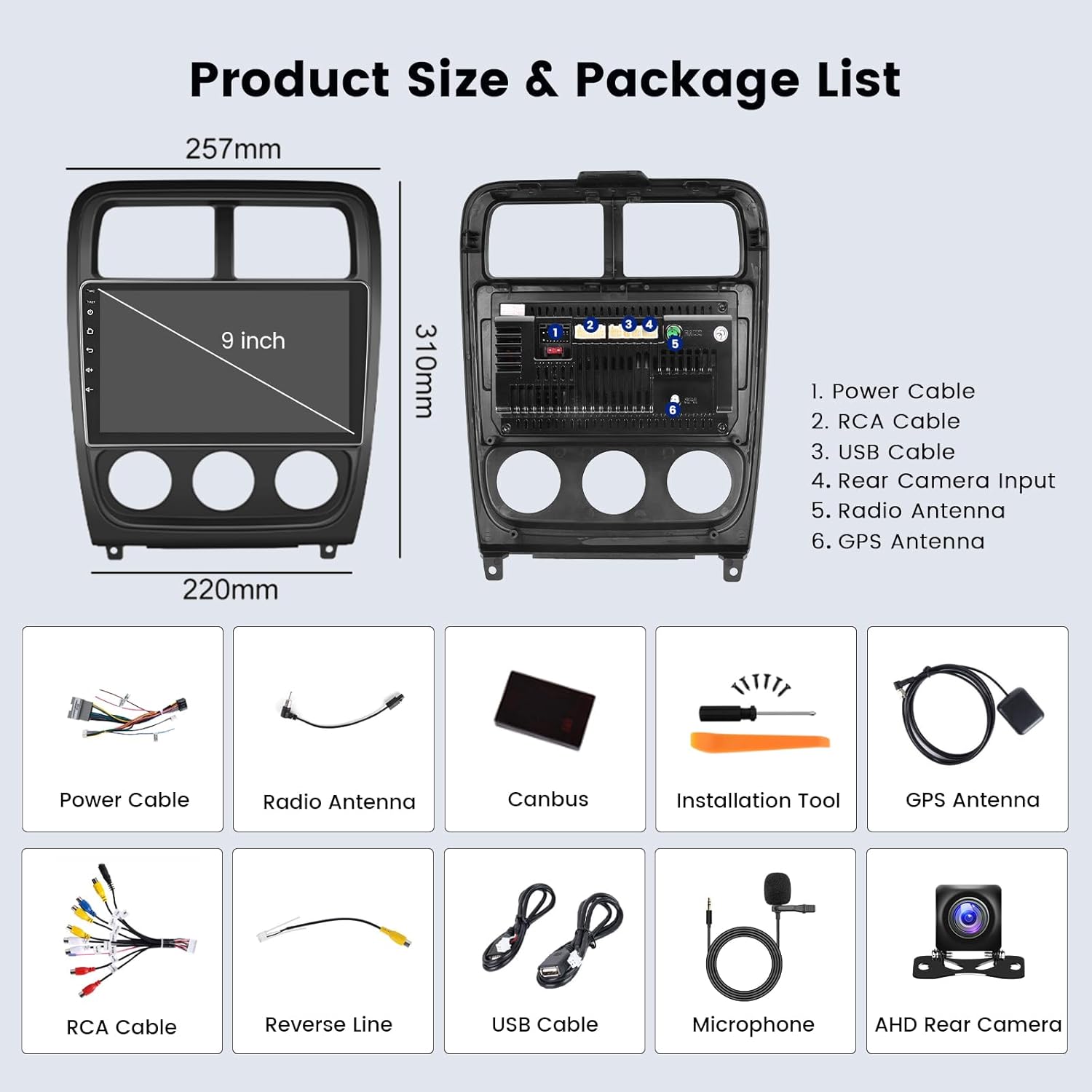 Hikity Android Car Stereo for Dodge Caliber PM 2009 2010 2011 2012 2013 Radio 2+64G 9 Inch Touchscreen Car Radio Carplay Android Auto Support GPS Navigation WiFi Bluetooth FM EQ Backup Camera