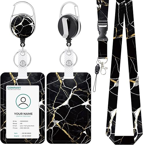 Anseal Cordones rosados para insignias de identificación, portatarjetas retráctiles con llavero, soporte para tarjeta de crédito de identificación,