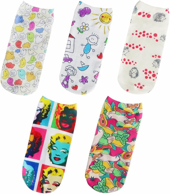 Amazon Soloom 靴下 レディース スニーカー ソックス かわいい イラスト くるぶし ソックス プレゼント通販 ファッション ギフトまとめ買い 快適 モード 爽やか 上質 贈り物 5足 セット 服 ファッション小物 通販