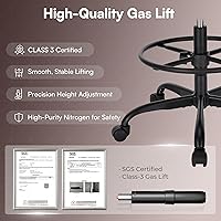 Vista 8 de SUPERJARE Silla de dibujo con respaldo, taburete con reposapiés ajustable, silla de escritorio de oficina multiusos, cojín de asiento grueso