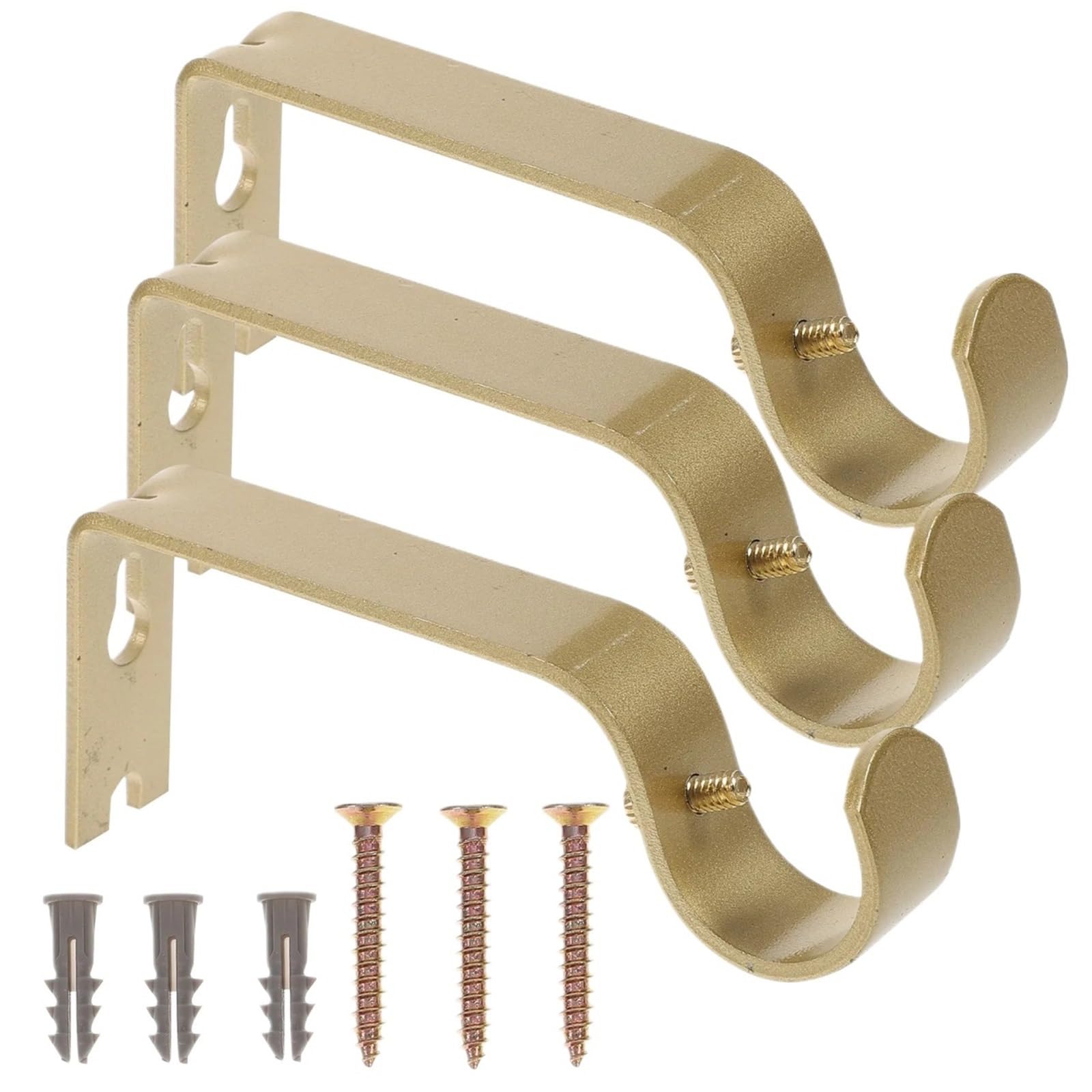 Wardrobe Rail Bracket 3Pcs Strong Iron Adjustable Curtain Rod Brackets Wall Mounted Hooks For Window Door Drapery Rods Heavy Duty for Wardrobe