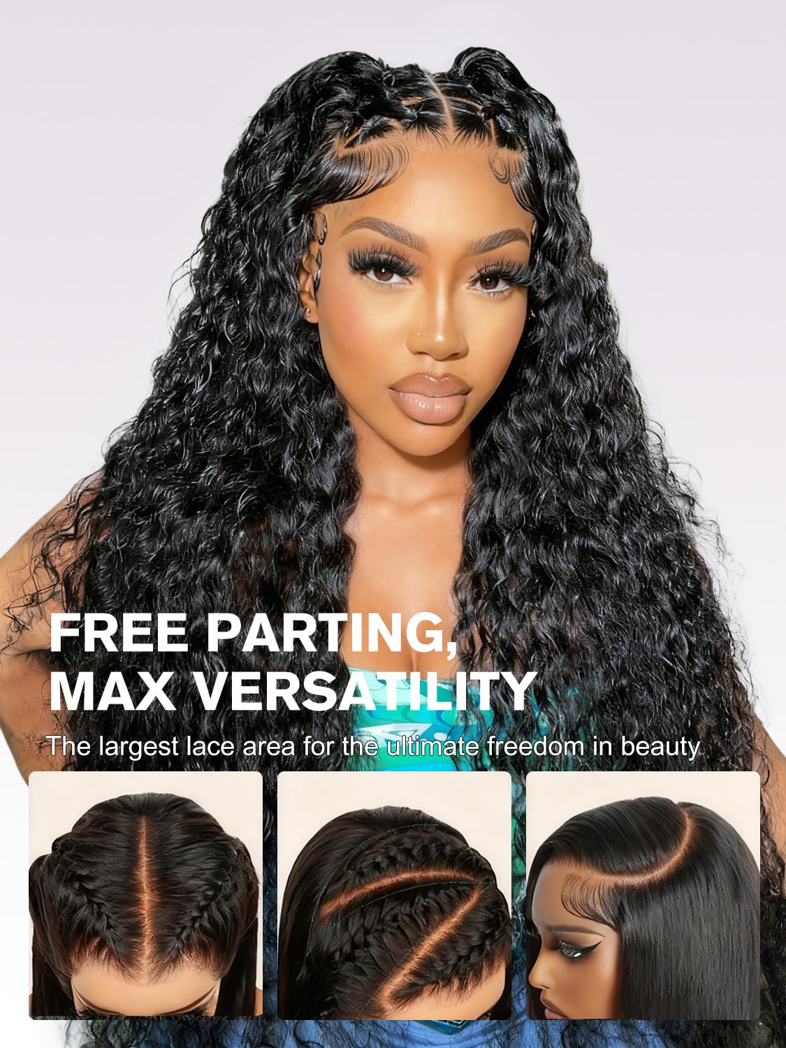 32 Pouces Perruque Bresilienne Cheveux Humain Deep Wave 200% Densité 13x6 Perruque Femme Naturelle Bouclée sans colle Water Wave HD Lace Front Glueless Wig Human Hair For Women Couleur Naturelle(81cm)