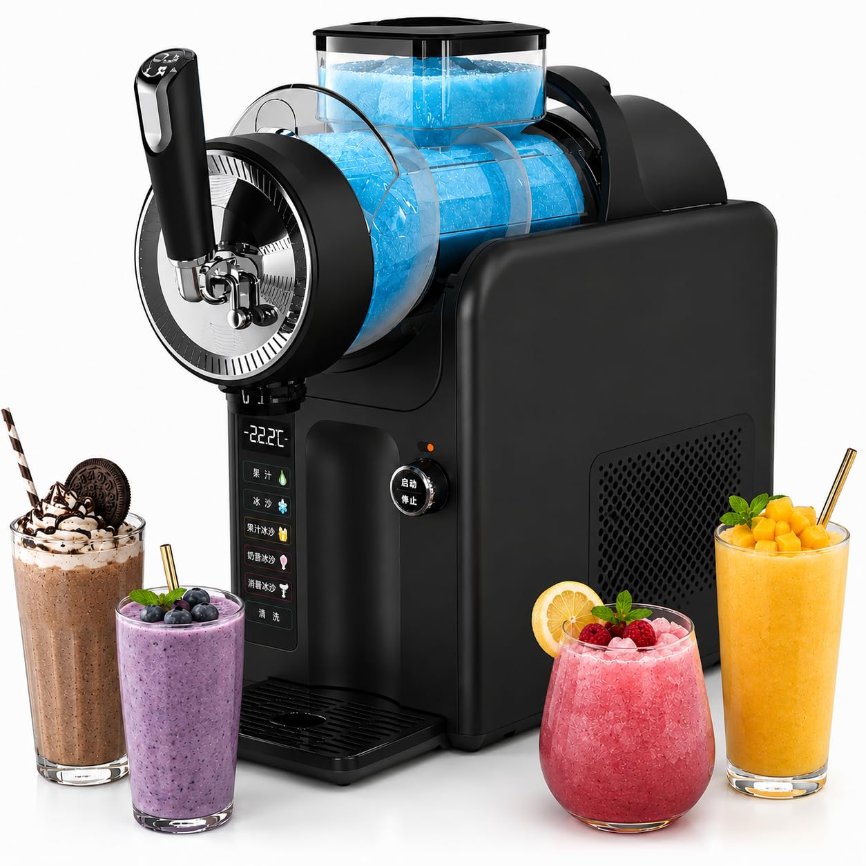 JIYINGHUI Professional Slushy Maker,2L Ice Cream Maker with 5 Presets, Self-Cleaning & 12hr Cooling Function,Perfect for Slush, Milkshake, Frappé, Cooling Drinks or Cocktails Black-NoHolder