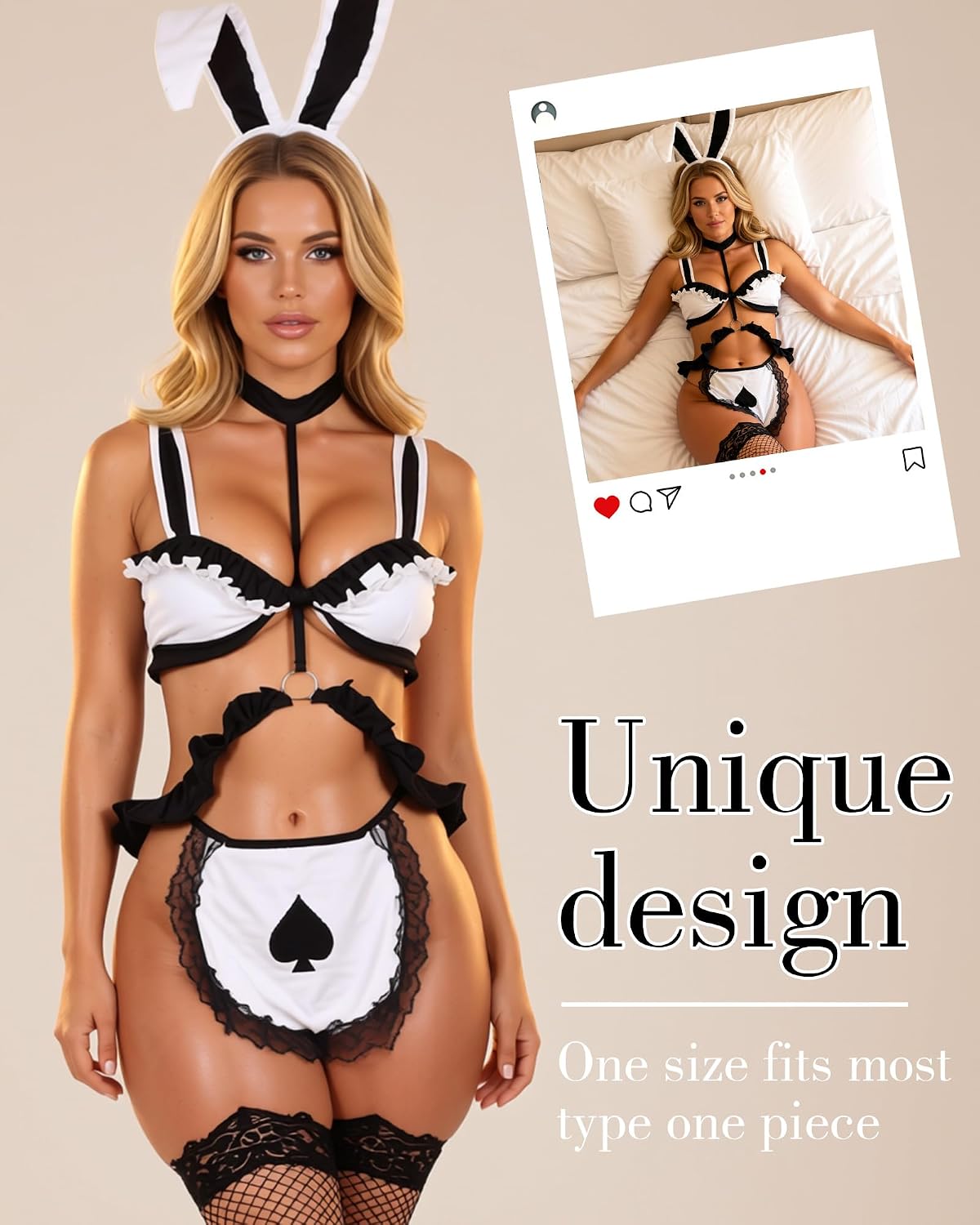Bunny Maid Costume Women Black White
