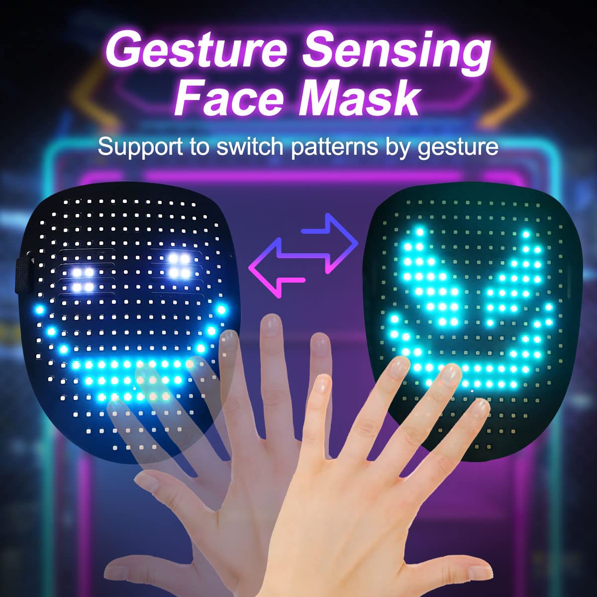 Maschera Halloween, Maschera Led Glitterper Costumi Halloween/Carnevale/Feste Cosplay, Maschera Led Halloween, Dotata di 234 nuovi LED RGB, 800 mAh, Ghostface Mask con Rilevamento Gesti