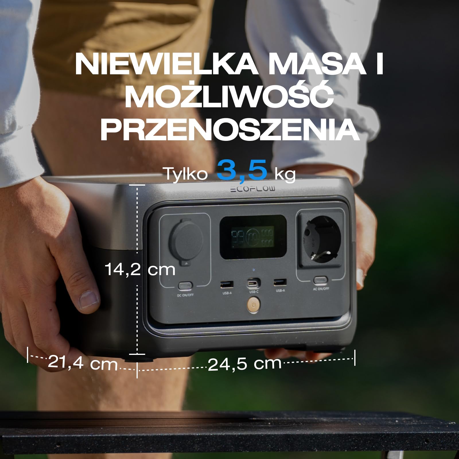 EF ECOFLOW Przenośna stacja zasilania RIVER 2, bateria LiFeP04 256 Wh, szybkie ładowanie w 1 godz., moc wyjściowa do 600 W, generator słoneczny, do użytkowania na kempingu