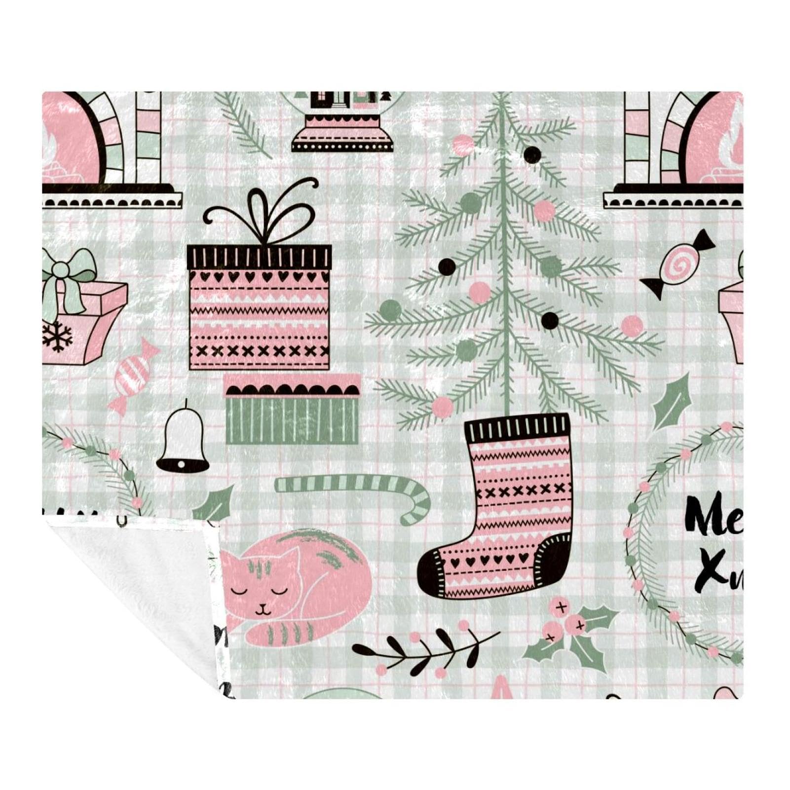 Couverture en polaire chat et sapin idéale pour soirées cocooning canapé