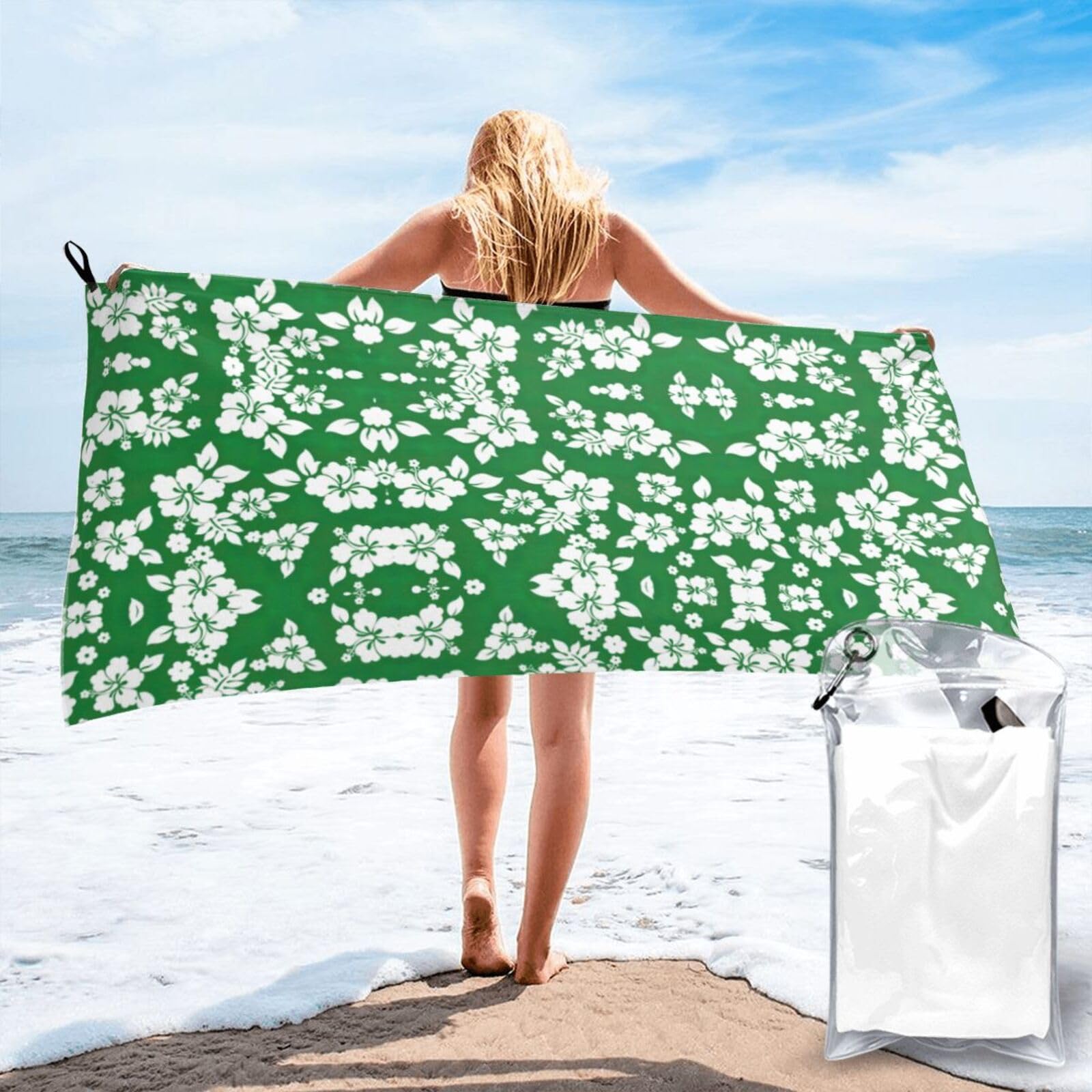 DIEzig Hawaii Flower Print Beach Towel Fast Dry Thin For Holiday Vacation Cruise Gym Swimmers