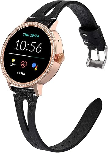 Correa compatible con Fossil Gen 5E, correa de cuero delgada y vintage de repuesto para mujeres, hombres, accesorios de pulsera compatibles con