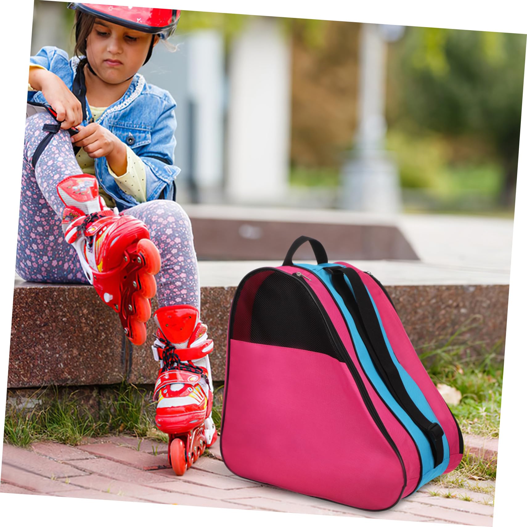 TOYANDONA Rollschuhtasche für Junge Mädchen Eislaufrucksack aus Dreieckstasche zum Transport von Rollschuhen und Schutzausrüstung Robust und Langlebig