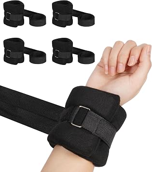4Pcs Medical Restraints Patient Hospital Bed Quick-Release Limb Holders for Hands Or Feet Universal Constraints Control Black