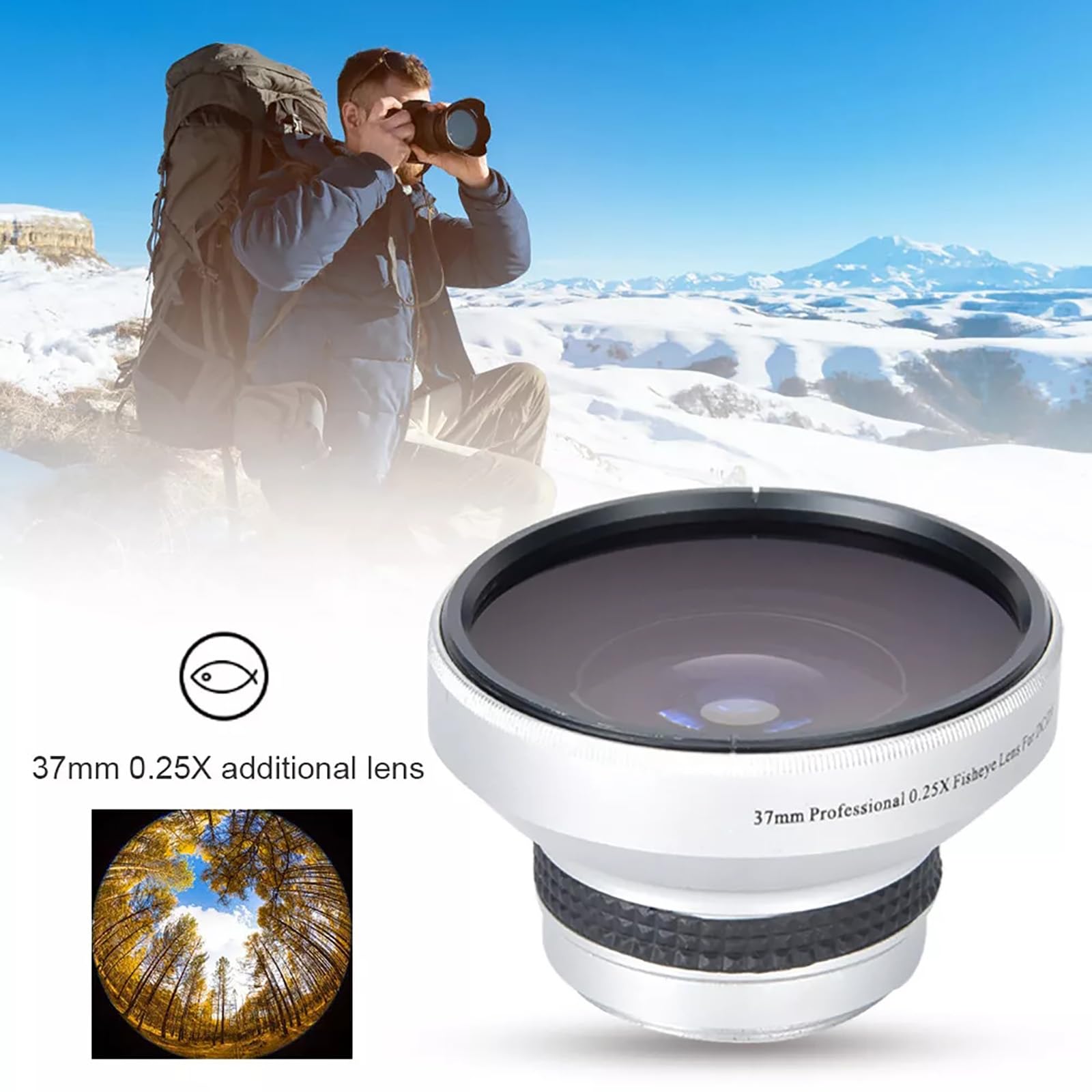 Fotocamere digitali DSLR HD super grandangolare Fisheye, obiettivo fisheye 37 mm 0,25 x per fotocamera SLR DSLR