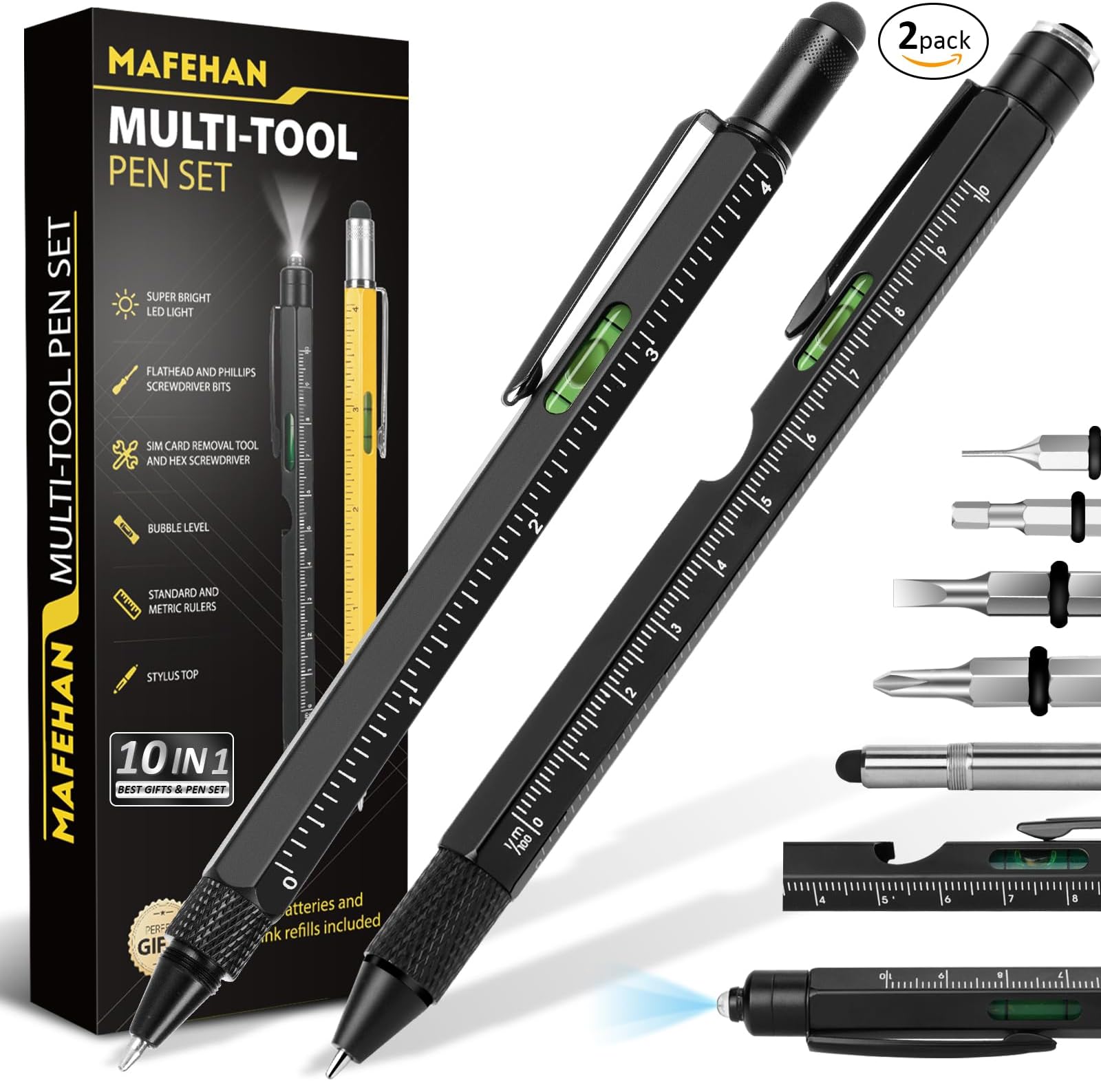 Father's Day Dad Gifts from Daughter Son Wife, 10 in 1 Multitool Pen, Gifts for Men Who Have Everything, Cool Gadgets for Men, Unique Tools for Dad