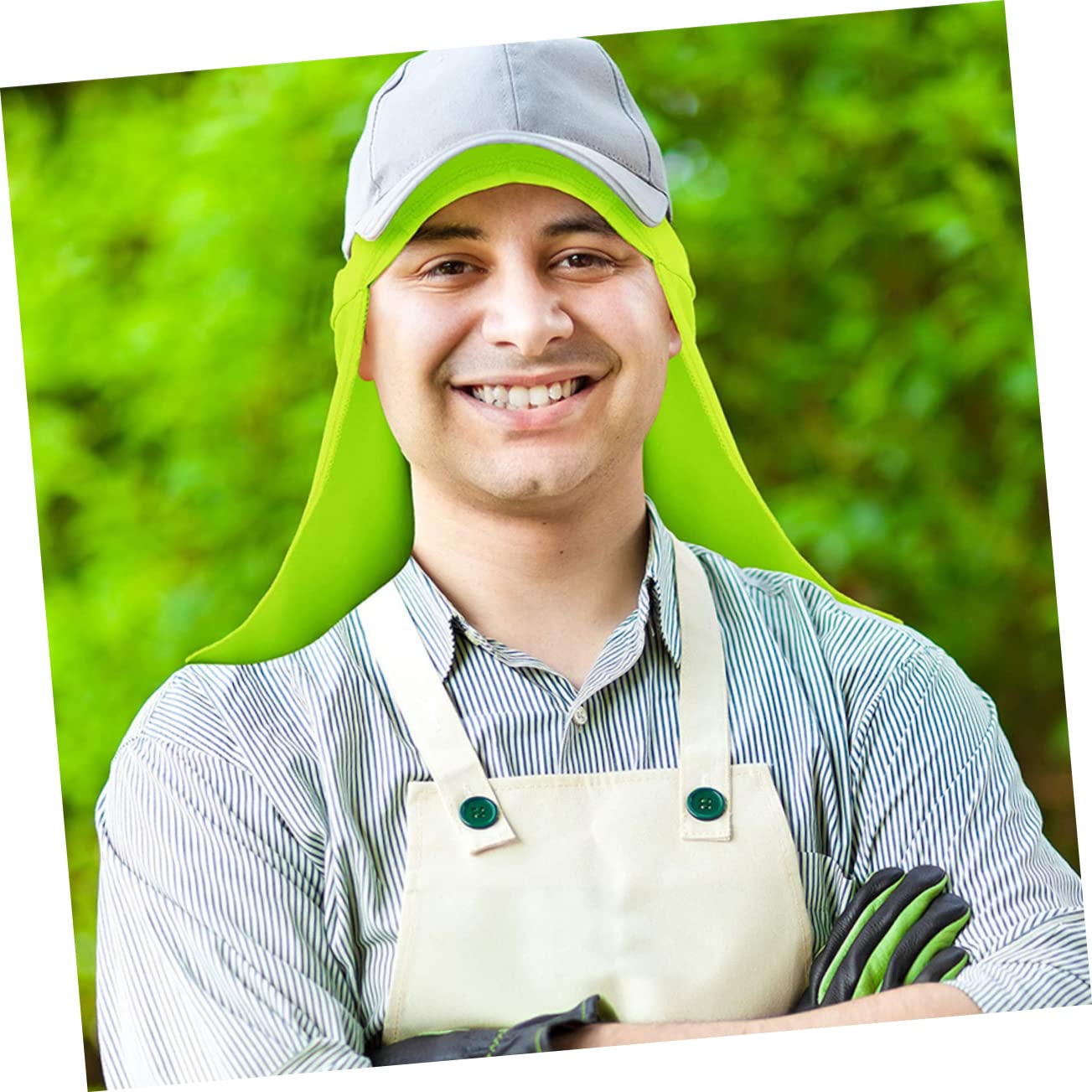 GRIRIW 2Pcs Cooling Skull Caps with Neck Shield Reflective Sun Shade Hat for Outdoor Activities Breathable Material for Comfort for Cycling Fishing and Gardening Light Green