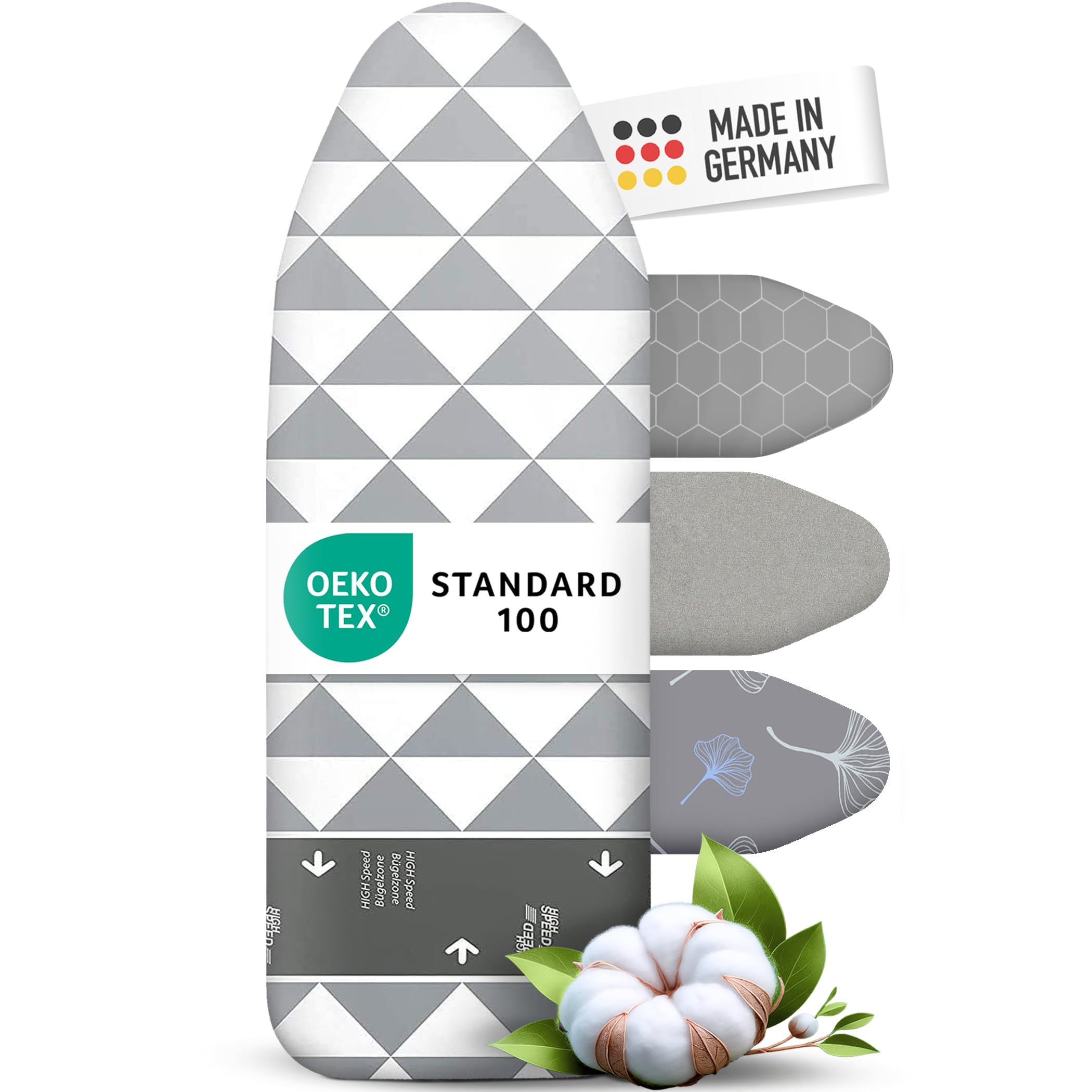 Ironing Board Cover and Pad 15x54 - Made in Germany Iron Board Cover with Heat Reflective Aluminum Coating and Padding- Iron Board Cotton Cover with Elastic Drawstring Stretch Fit (High Speed) — image 1