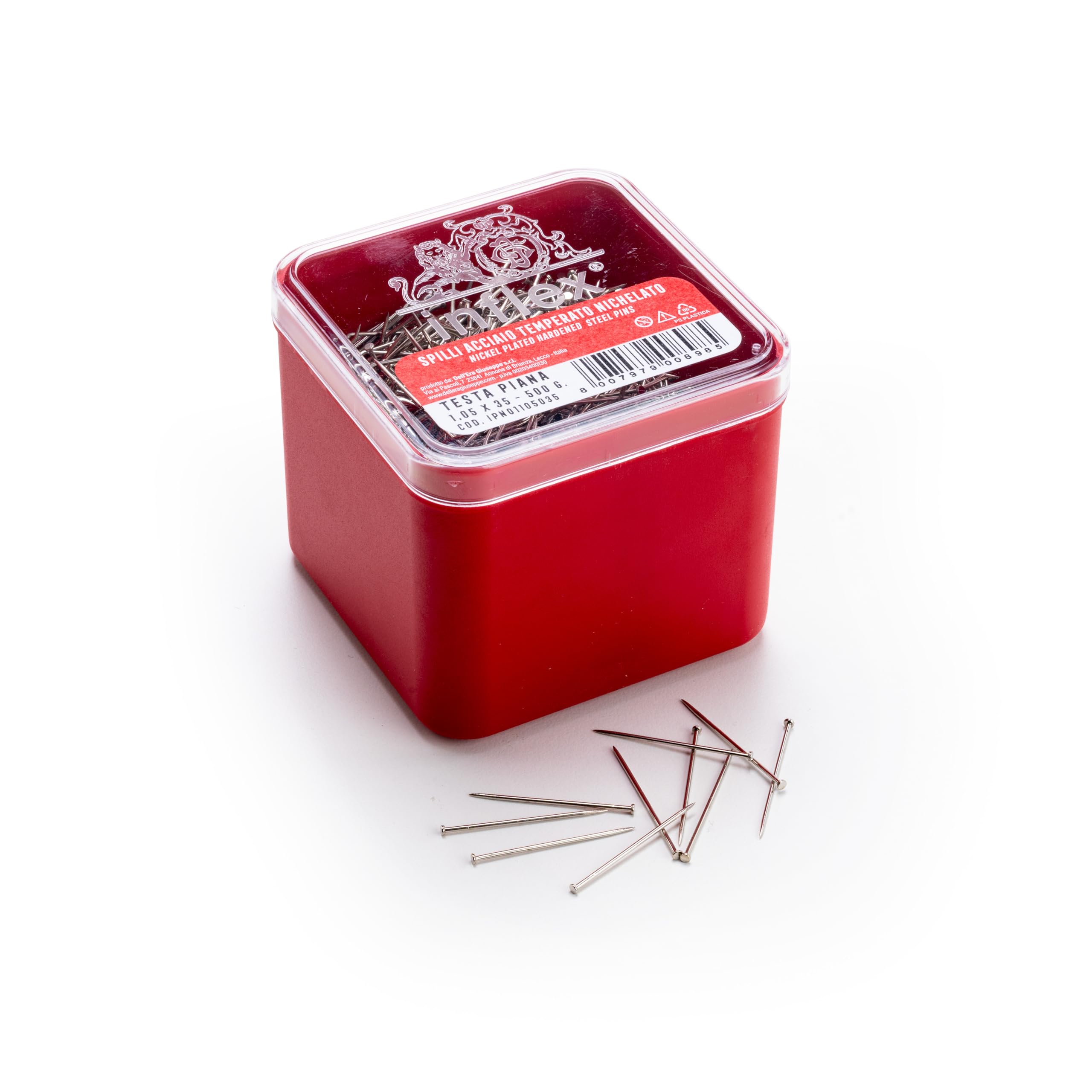 Épingles Inflex à tête plate grand confort de maintien en boîte de 500g