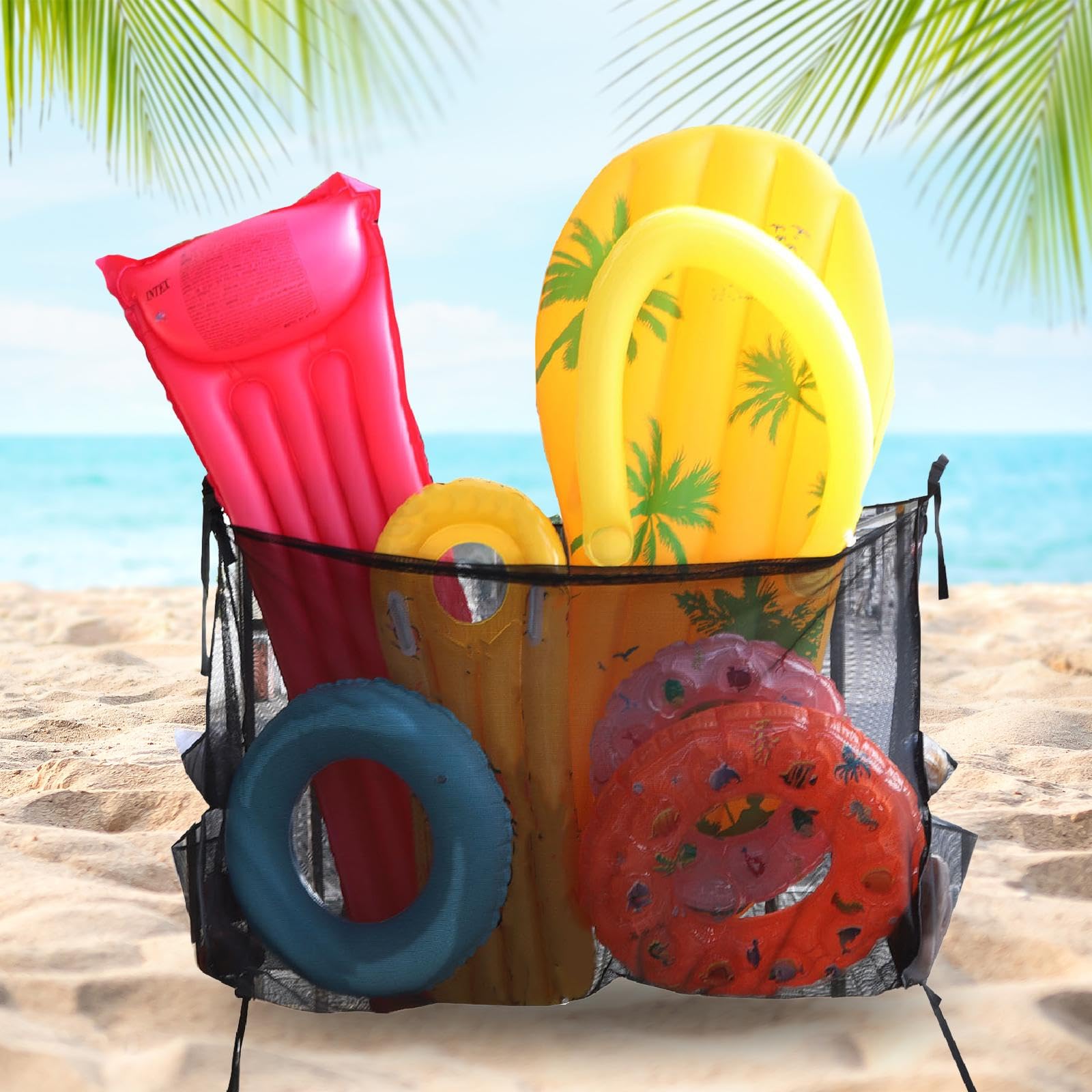 Grand Filet de Rangement Suspendu, Organisateur de Rangement pour Bouées de Piscine, Filet de Rangement pour Ballons de Basket-ball,