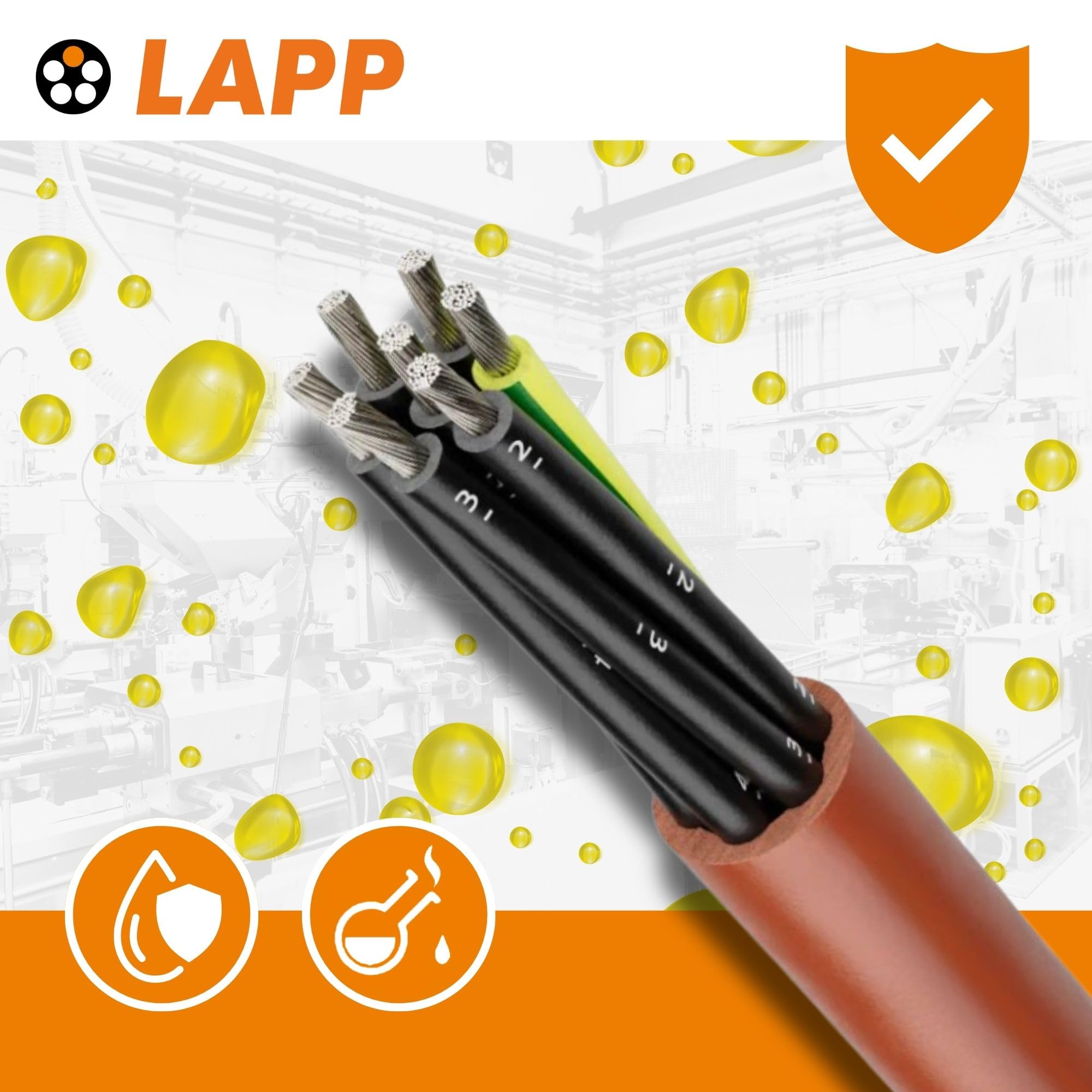 Lapp Kabel 0046020 Cavo Multicore Unscreened, 3 Core, 14 AWG, 2.5 mm² | Resistente a alte temperature, conduttore in rame e silicone rosso, diametro 9.7 mm, bobina al metro, tensione 500 V