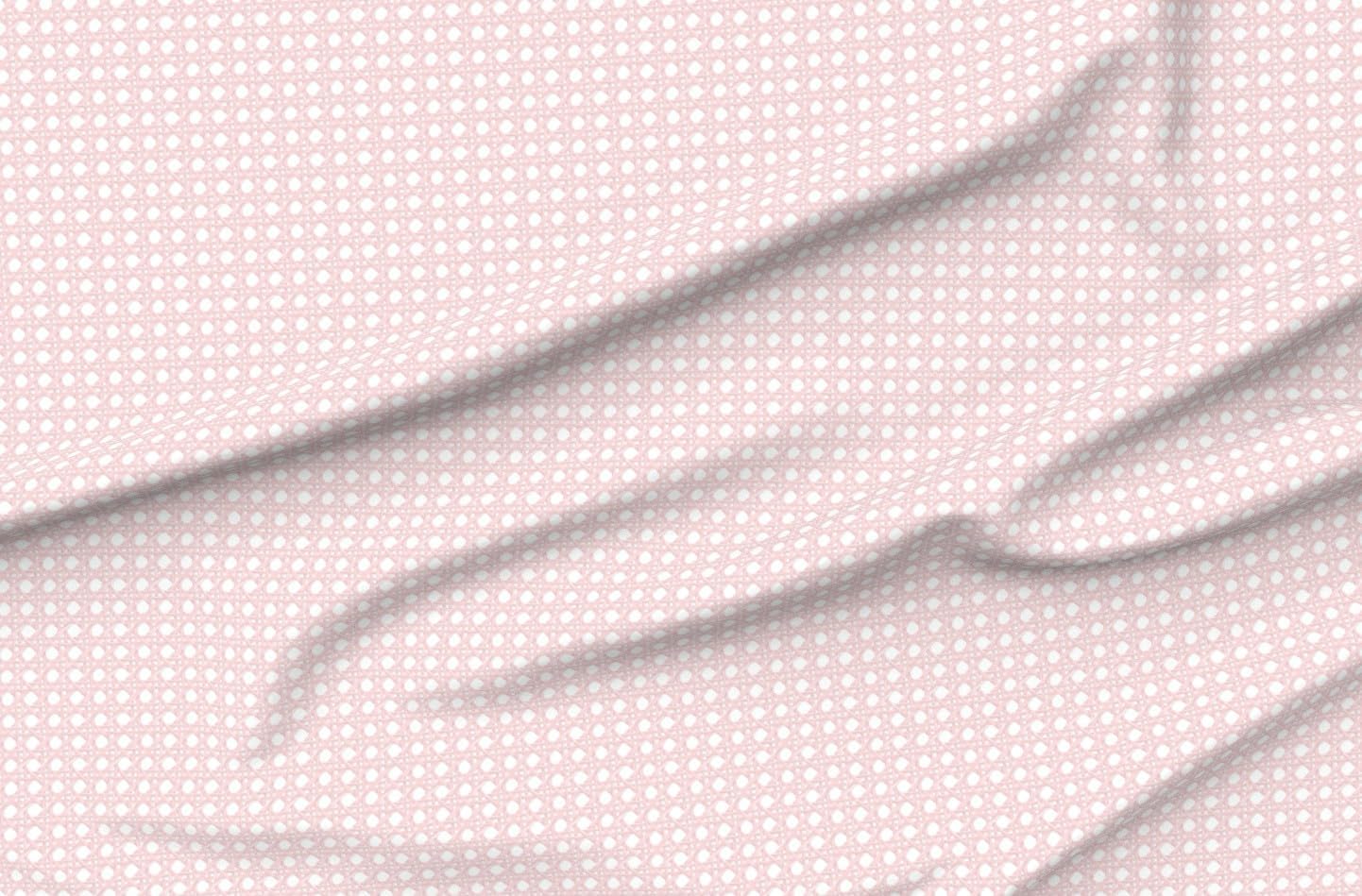 Spoonflower Fabric - Pink Cane Weave Rattan Weaving Boho Chic Preppy Light Cottagecore Faux Printed on Petal Cotton Fabric Fat Quarter - Sewing Quilting Apparel Crafts Decor