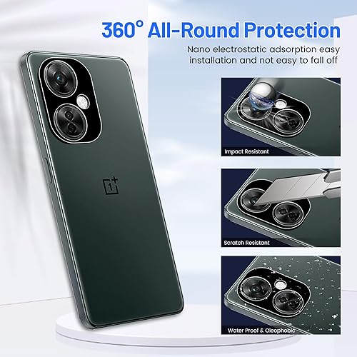 Miniatura 5 de TQLGY Paquete de 3 protectores de pantalla para OnePlus Nord N30 5G con 3 protectores de lente de cámara, vidrio templado Ultra HD, dureza 9H,
