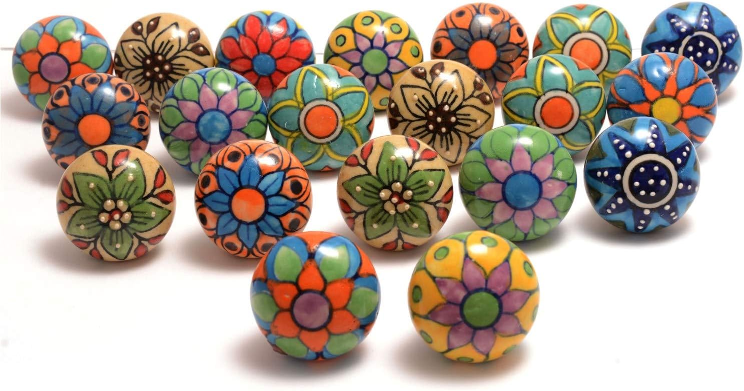 The Boho Street Ceramic Door Handles - Various Ceramic Buttons, Mixed Designs, Cabinet knobs, Drawer Handles 20 Multicolor - Image 3