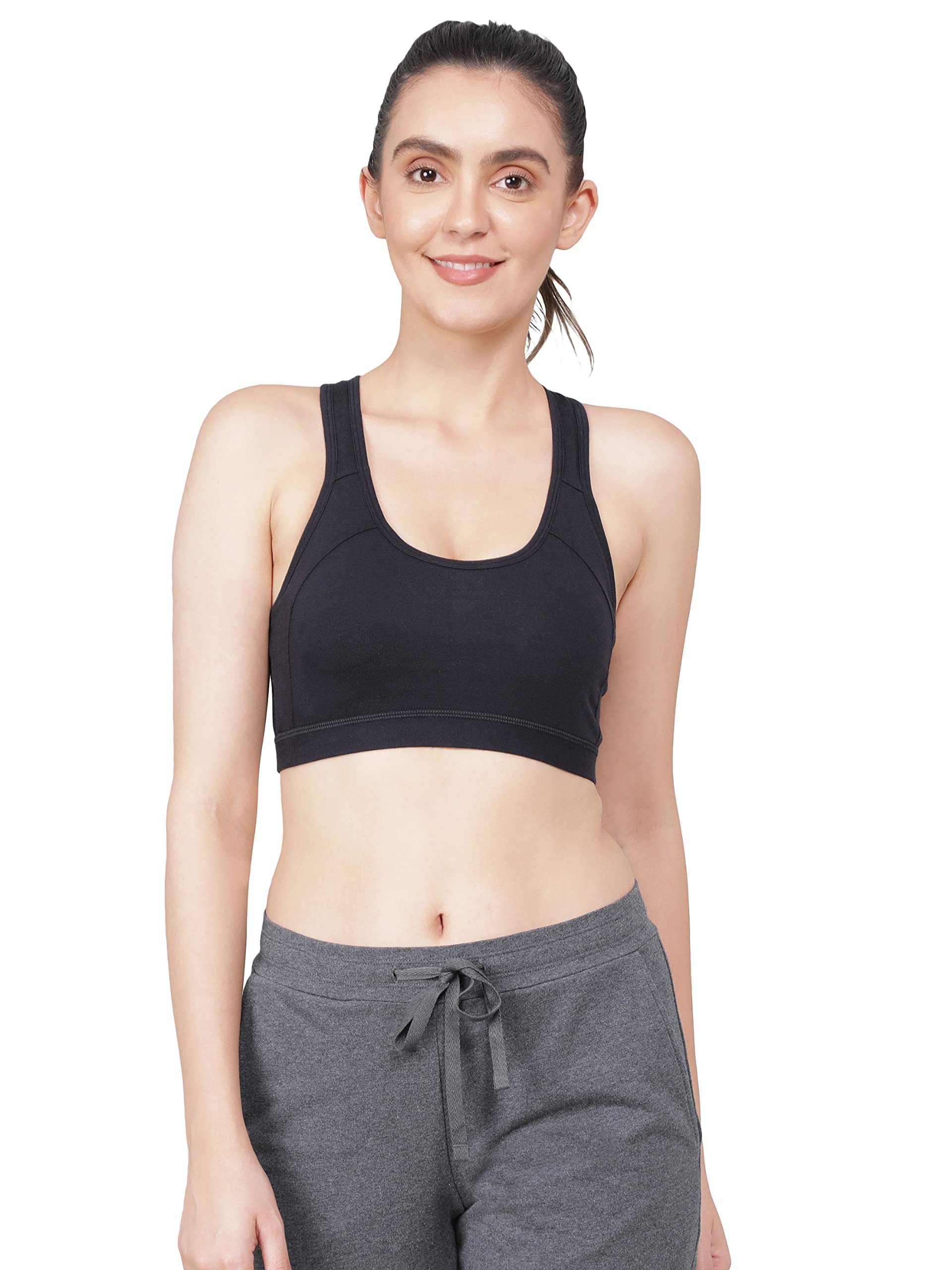 Jockey 1380 Women Super Combed Cotton Active Bra | Wirefree | Padded | Racer Back Styling | Fabric (Prints May Vary)-picture-55