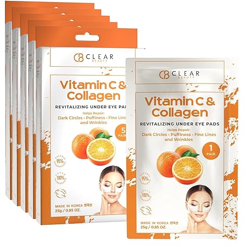 Miniatura 12 de Clear Beauty Parches de vitamina C y colágeno para debajo de los ojos, reduce las ojeras, la hinchazón y las líneas finas, almohadillas hidratantes
