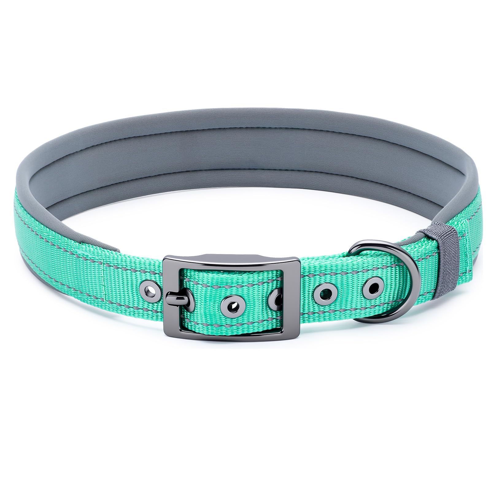 Collier réfléchissant chien XL vert rembourré finition haut de gamme