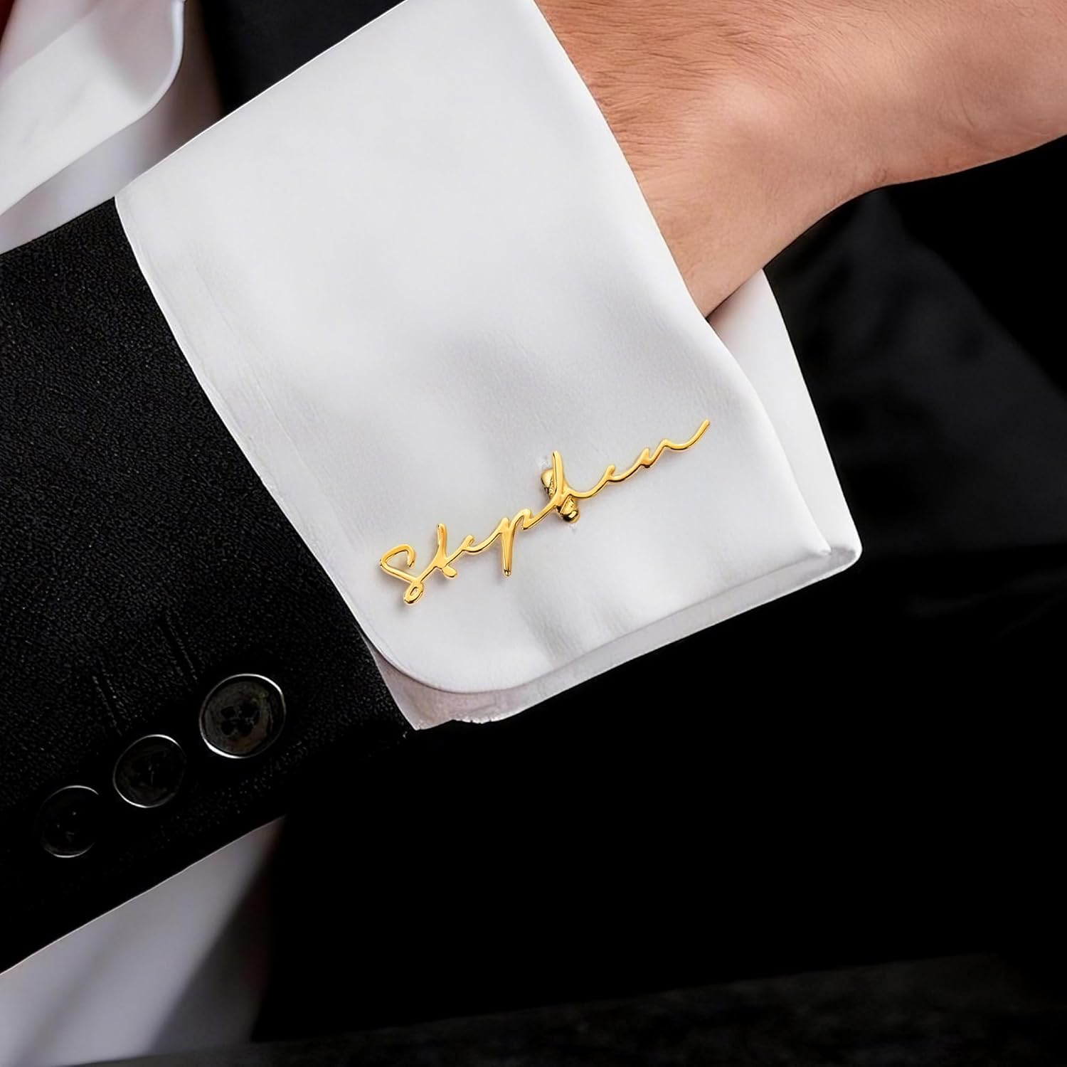 Personalised Cufflinks for Men | Custom Name Engraved | Brass or Sterling Silver Cufflinks | Wedding gift for Groom Father of the Bride Groom Dad Best Men