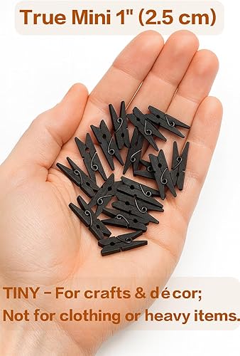 Miniatura 3 de LWR CRAFTS Mini pinzas de madera para manualidades 100 por paquete 1 pulgada (2,5 cm) (Negro)