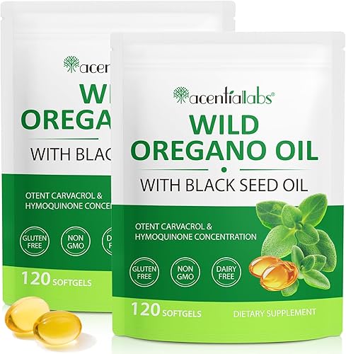 Cápsulas blandas de aceite de orégano, aceite de orégano 2 en 1 con aceite de semilla negra, 240 unidades, cápsulas de suplemento de aceite de