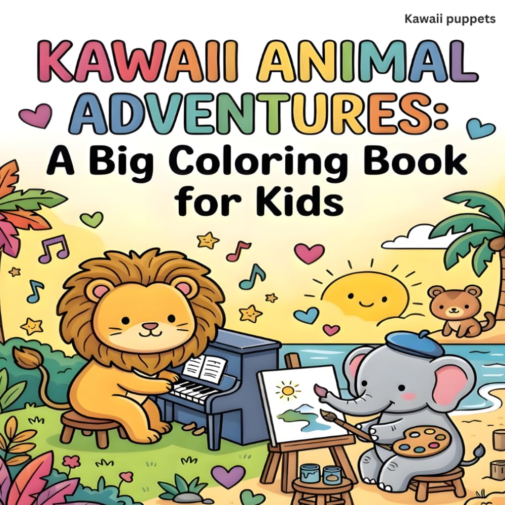 Kawaii Animal Adventures: A Big Coloring Book for Kids: Simple & Cute Animal Coloring Book