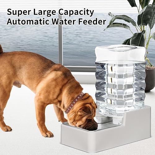 Miniatura 6 de RIZZARI Dispensador de agua para mascotas de acero inoxidable cuenco de gravedad automático a prueba de fugas de 8L grande para gatos perros uso en