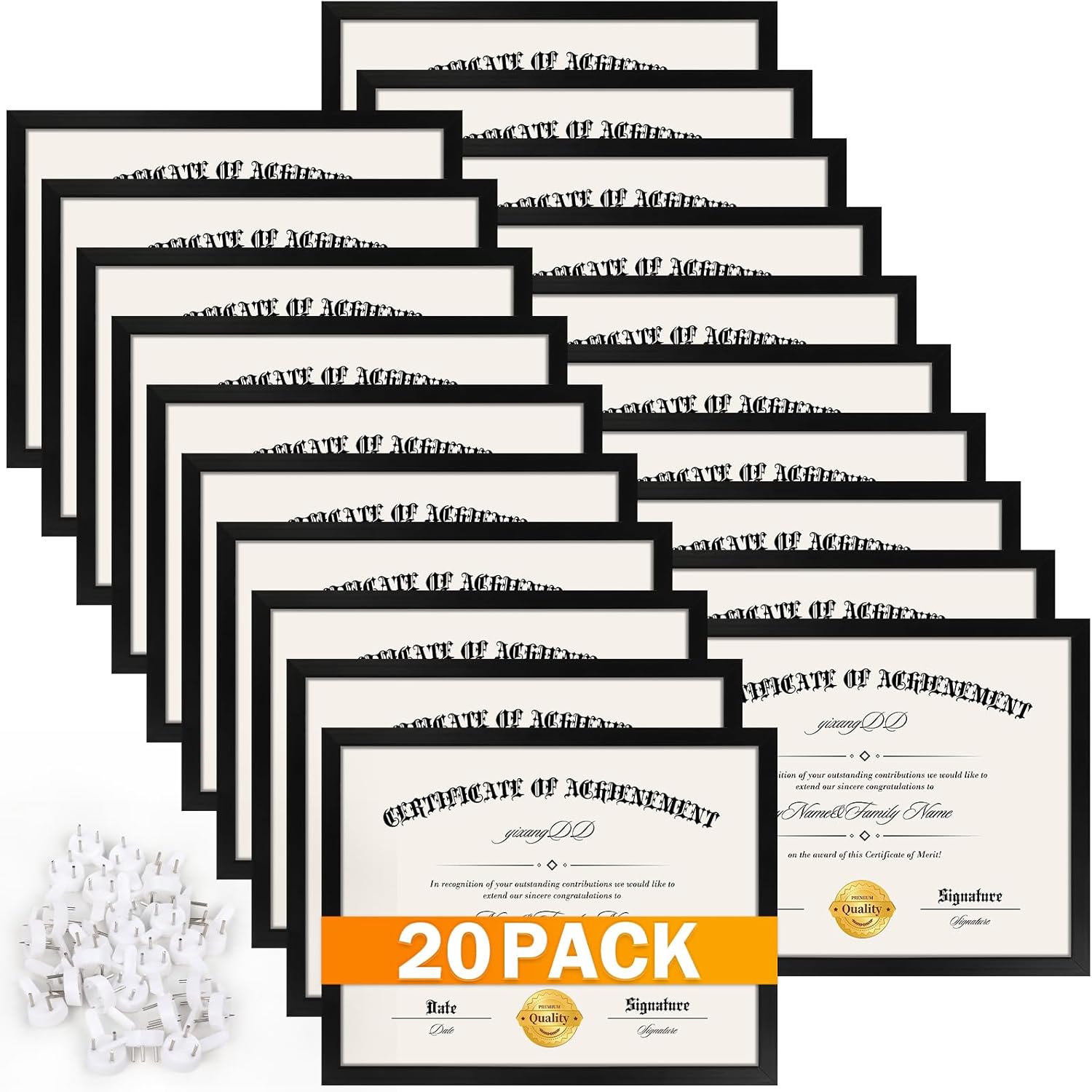 YixangDD 20 PACK Certificate Frames 8.5 x 11, Black Diploma Frame Document Frame with Clear Plexiglass, Picture Frames for Tabletop and Wall Display 8.5"x11" 20 Pack
