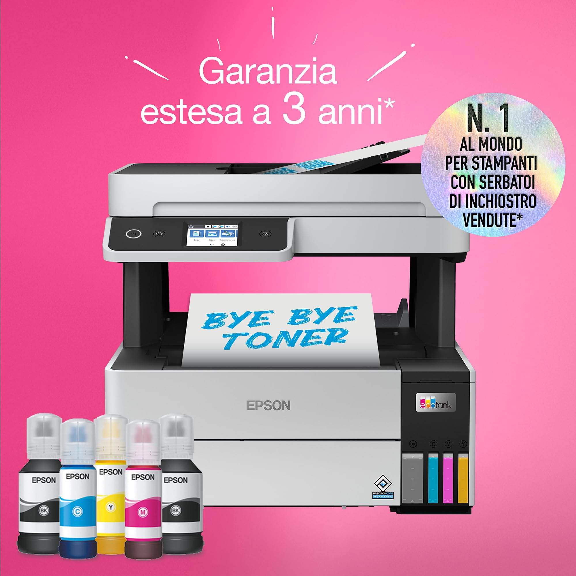 Epson EcoTank ET-5150 Stampante con Serbatoi D’inchiostro | Piccolo Ufficio e Azienda | Wi-Fi Ed Ethernet | A4 | Stampa, Copia, Scansione | Stampa Fronte/Retro | Touch-screen 6.1 cm | ADF Da 35 Fogli