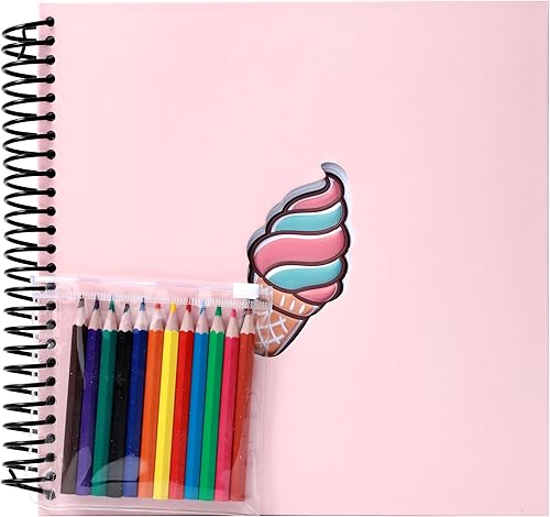 Bibiage Cuaderno de bocetos para niños, bloc de dibujo en espiral de 9 x 9 pulgadas, 200 páginas para niñas, diario en blanco, regalo para niños,