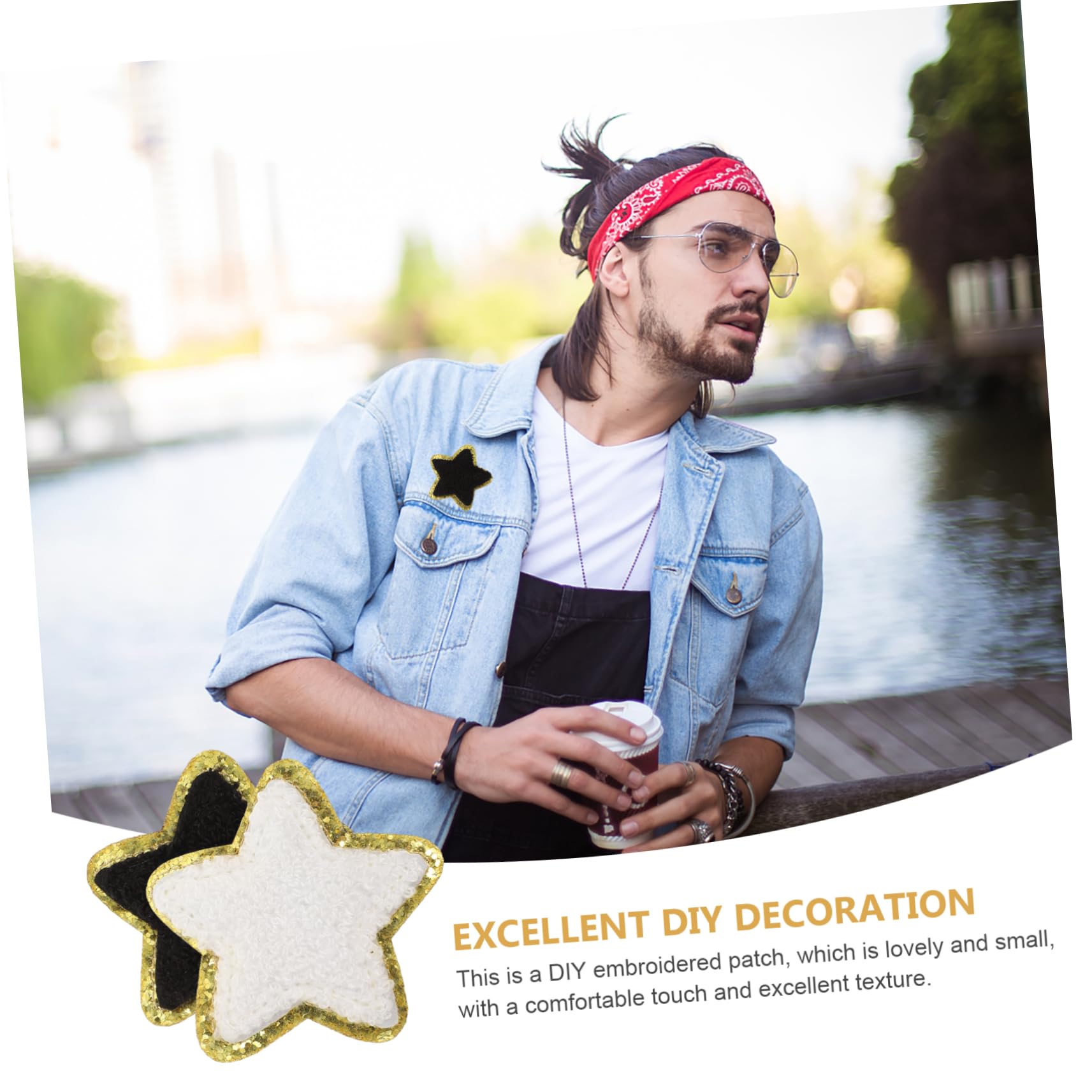 EXCEART 64stücke Glitzer Stern Aufbügler Chenille Patches Für Kleidung Taschen Hüte Jeans Langlebig Hautfreundlich Zum Dekorieren Und Reparieren