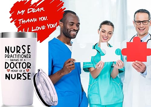 Miniatura 6 de AMZUShome Taza de enfermera practicante Brains Of A Doctor Heart Of A Nurse. Semana de enfermeras, regalos de graduación de escuela de enfermería.