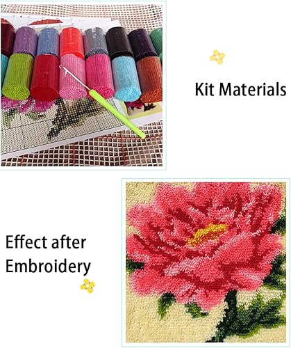 Miniatura 6 de Zd592 - Kit de alfombra de ganchillo sin terminar con patrón preimpreso de color, 20.5 x 15 pulgadas