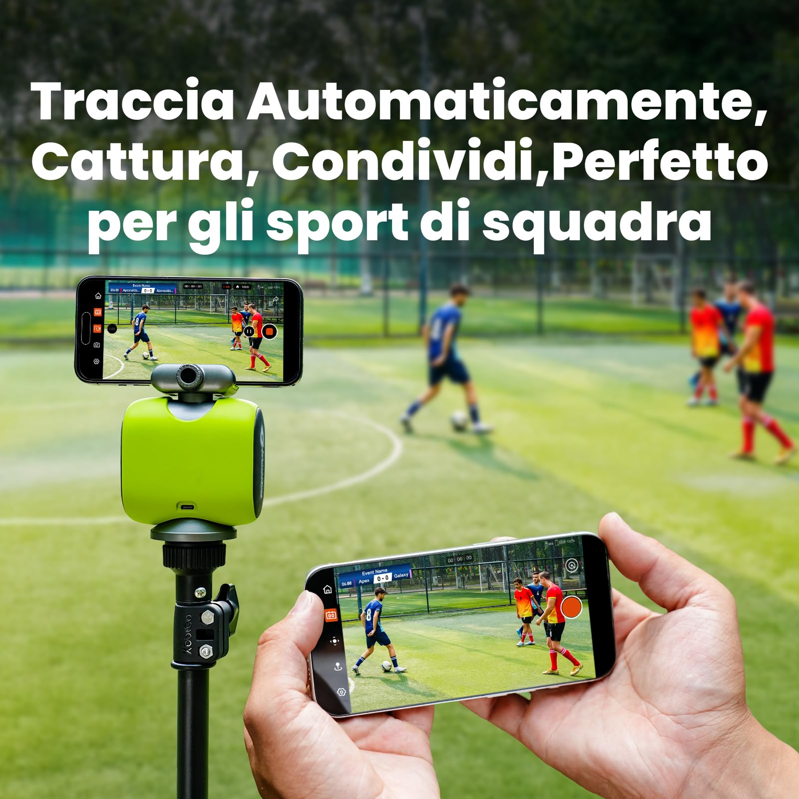 XbotGo Chameleon Action Cam 4K 60FPS - Monitoraggio Del Calcio E Registrazione Del Basket Per Gli Action Cam Per Sport Di Squadra, Live Streaming, Compatibile con iOS E Android (Grafite Lava)