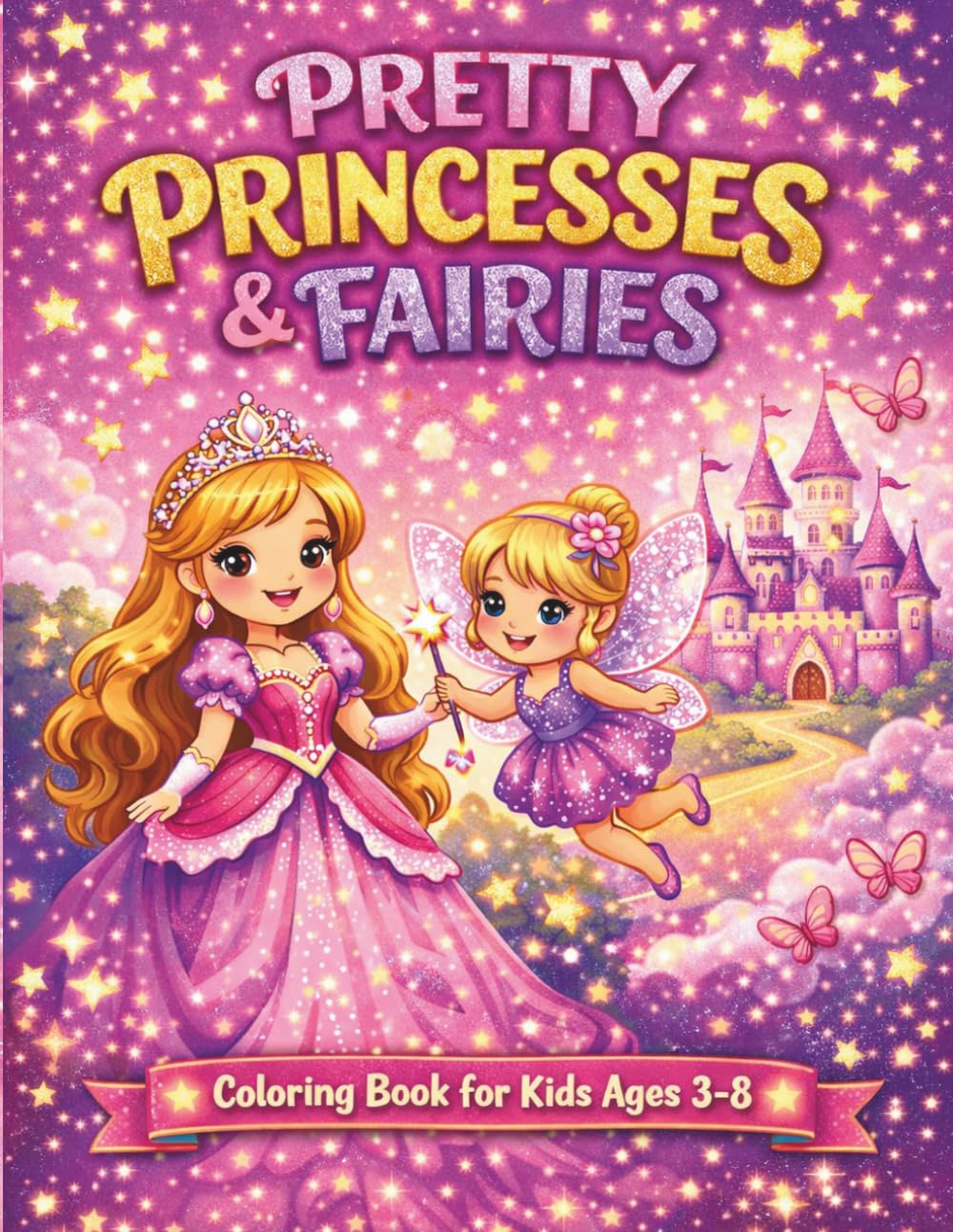 Pretty Princesses & Fairies Coloring Book for Kids