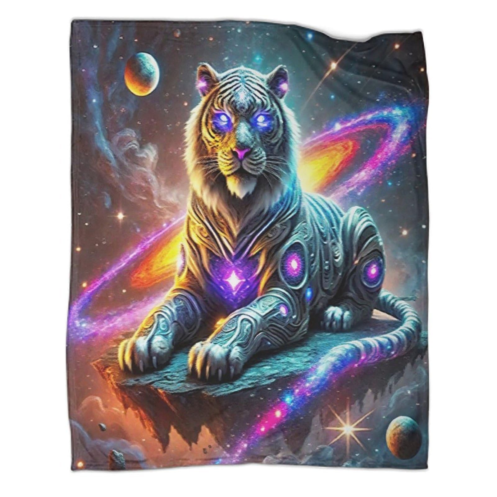 Couverture flanelle 3D tigre 150x200cm pour lit d'enfant et adulte