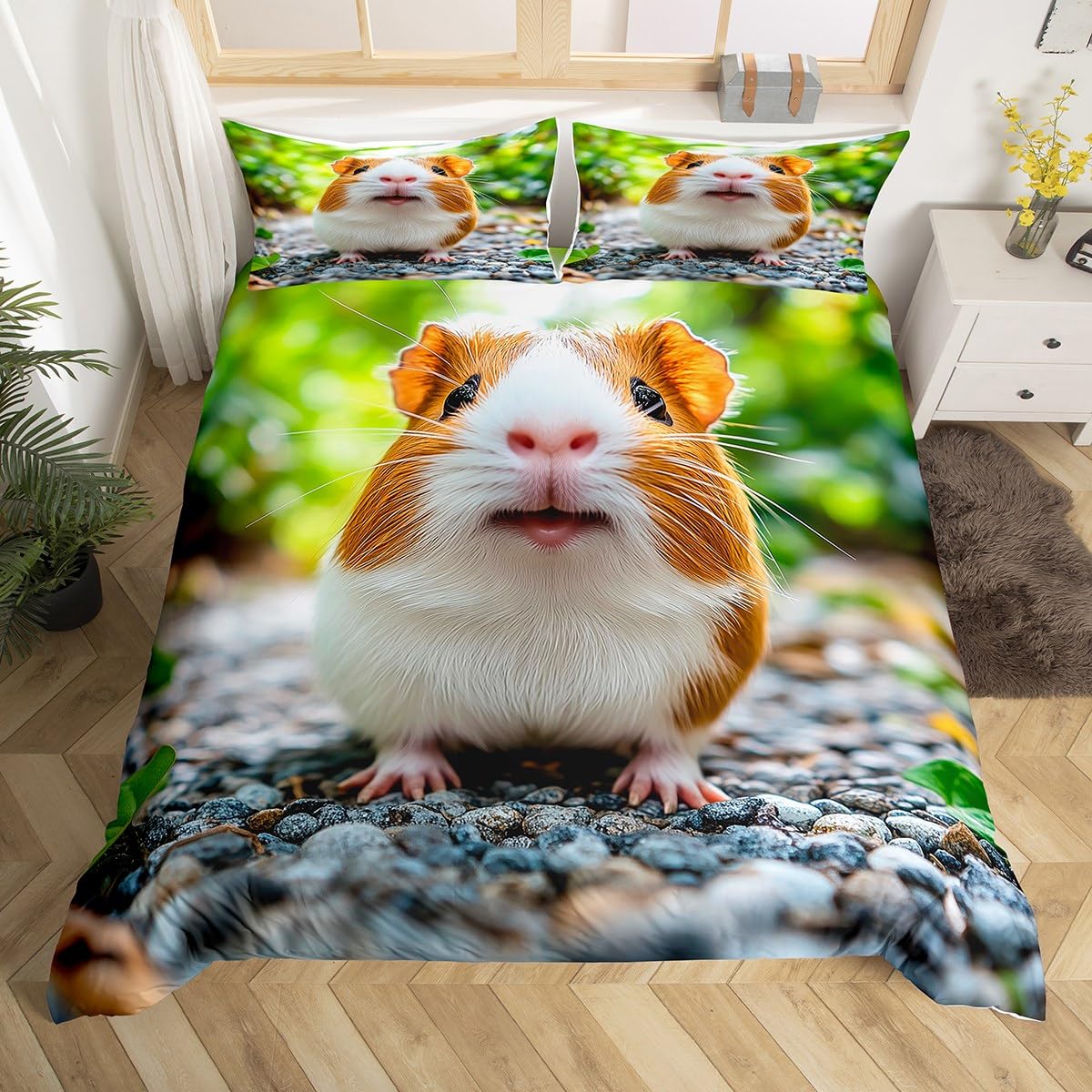 Homemissing Kids Hamster Bedding Set Super King Size Cute Hamster Duvet Cover For Boys Girls Teens Bedroom Decor Mouse Lovely Pet Animal Rodent Duvet Cover Breathable Soft Lightweight 3Pcs โ image 1