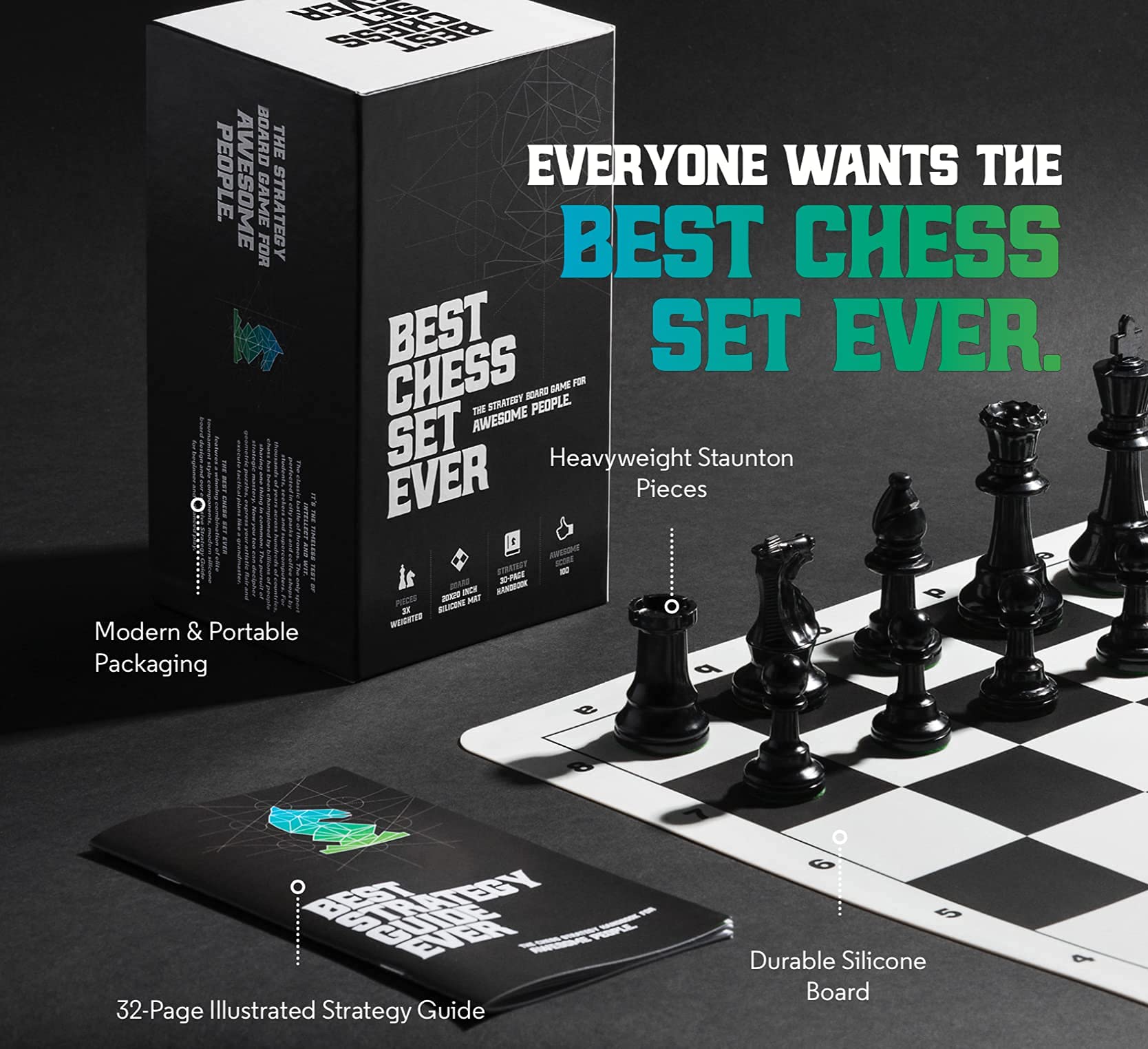 Best Chess Set Ever Triple Weighted Tournament Style Chess Set with Exclusive Chess Strategy