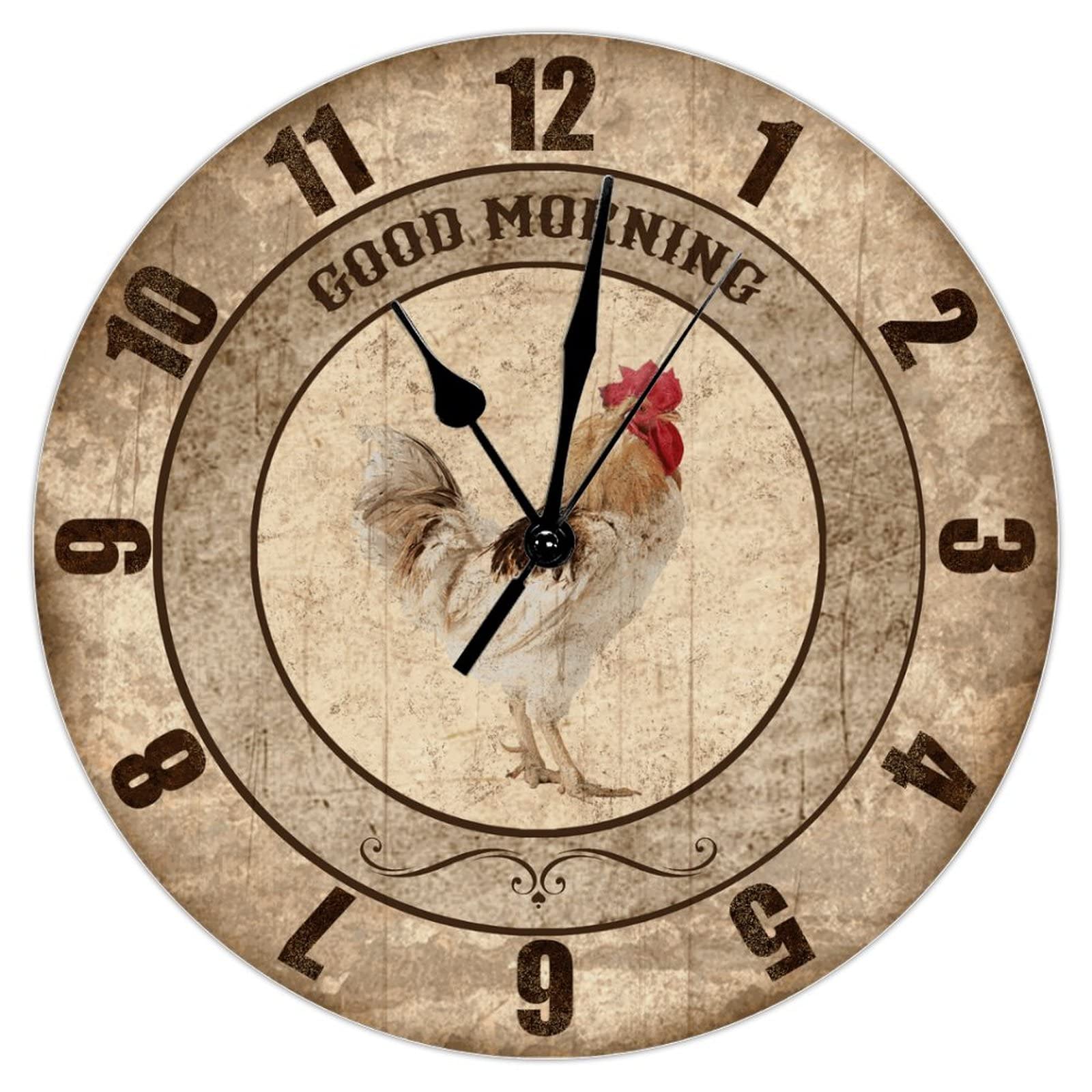 Horloge murale rustique avec coq pour une décoration de cuisine chaleureuse