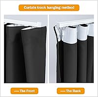 Vista 5 de Cortinas Divisoras de Habitación Opacas con Riel de Techo, Cortina con Gancho para Montaje en Pared, Cortinas para Puerta Corredera, Montaje