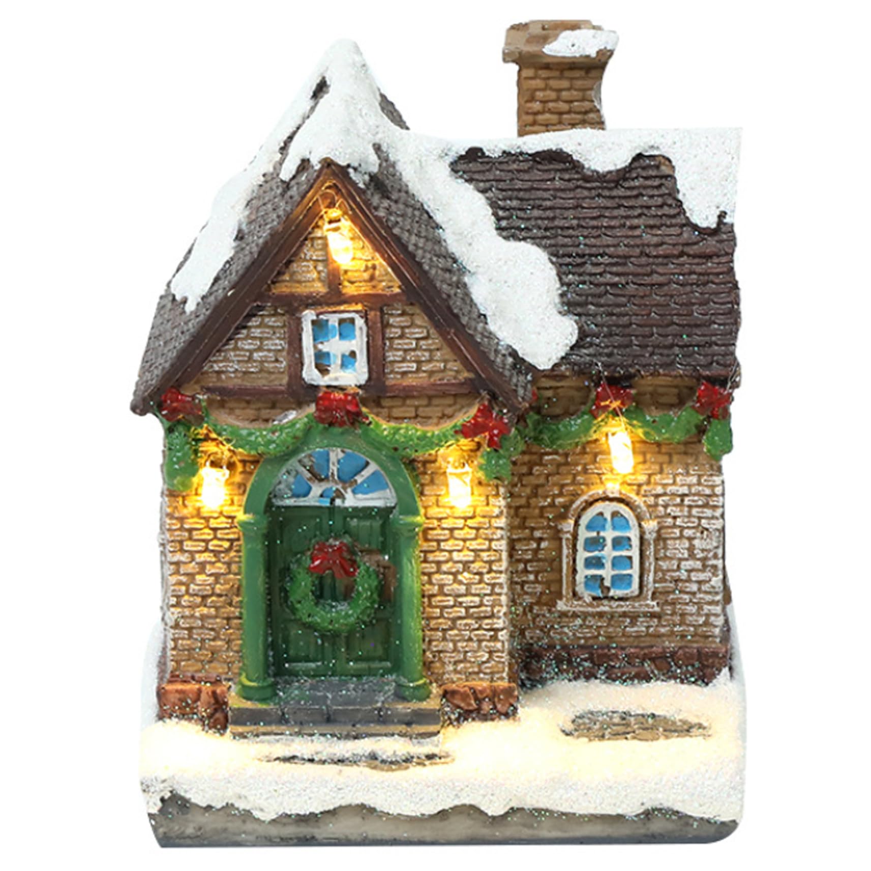 Wxyestna Christmas Village Houses with LED Light 3x3x4 Inch Adorable Christmas House Battery Operated for Xmas Indoor Party Decor