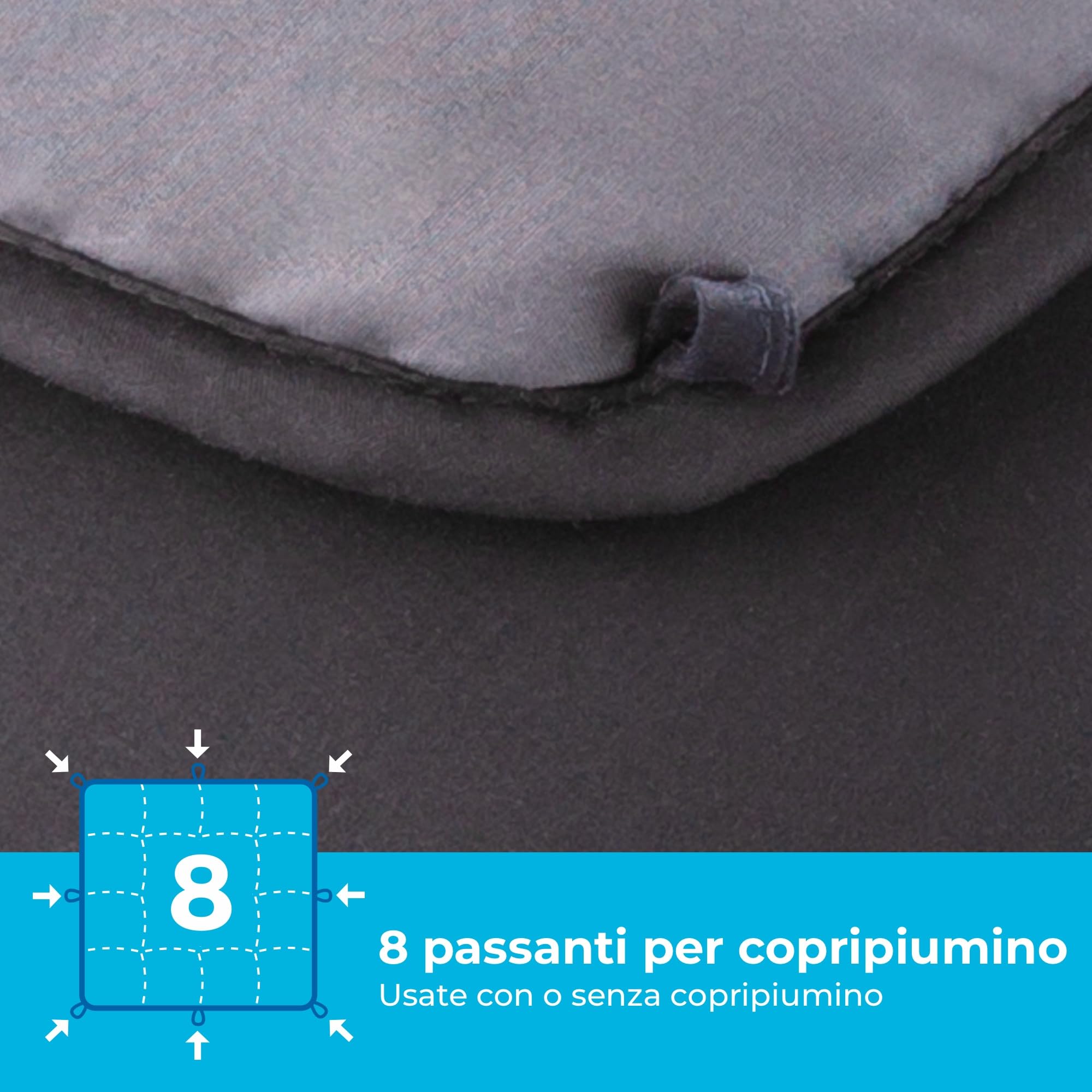 Linenspa Trapunta in Microfibra – Piumino 4 Stagioni – ultra morbido – Piumone Una Piazza e Mezza (200 x 200 cm) – Nero/Grafite